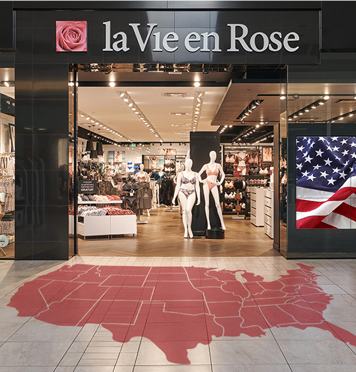 Exterior of a la Vie en Rose women&rsquo;s lingerie and swimwear store in the United States