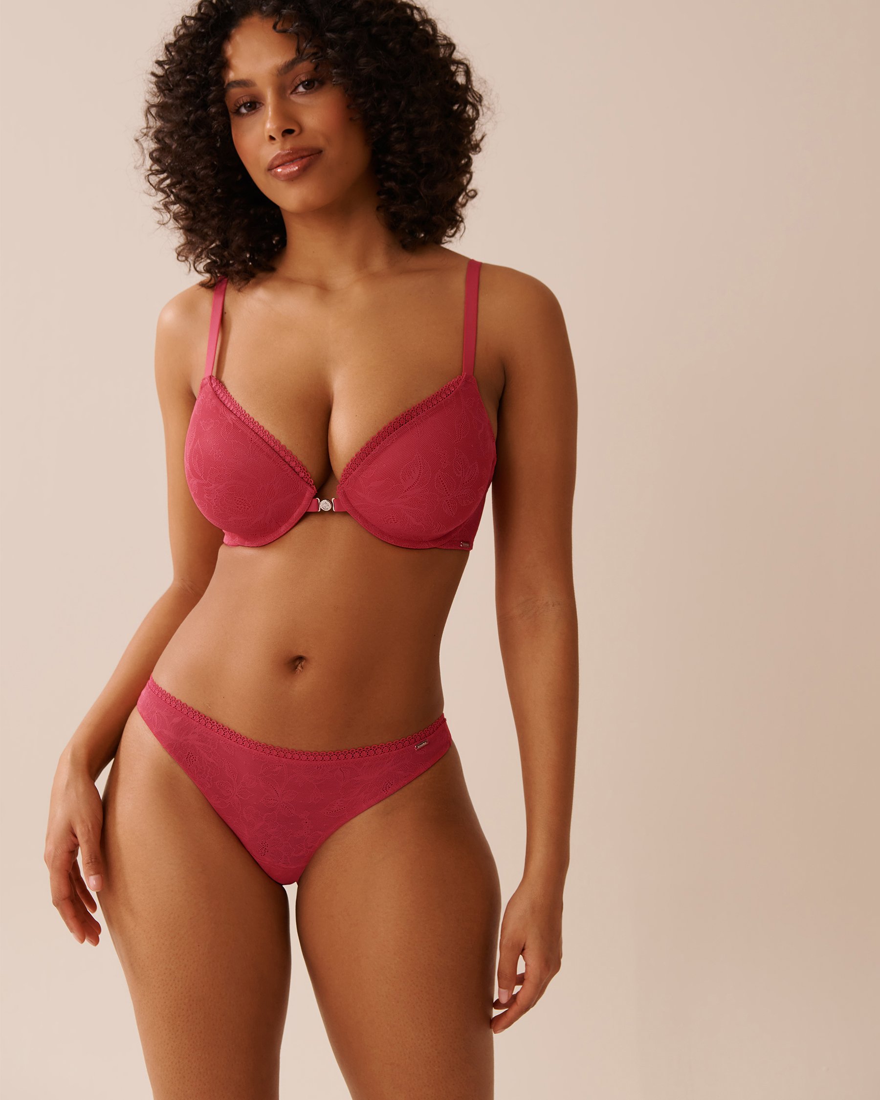 LA VIE EN ROSE Lightly Lined Front Closure Demi Bra Raspberry Pink 10200510 - View1