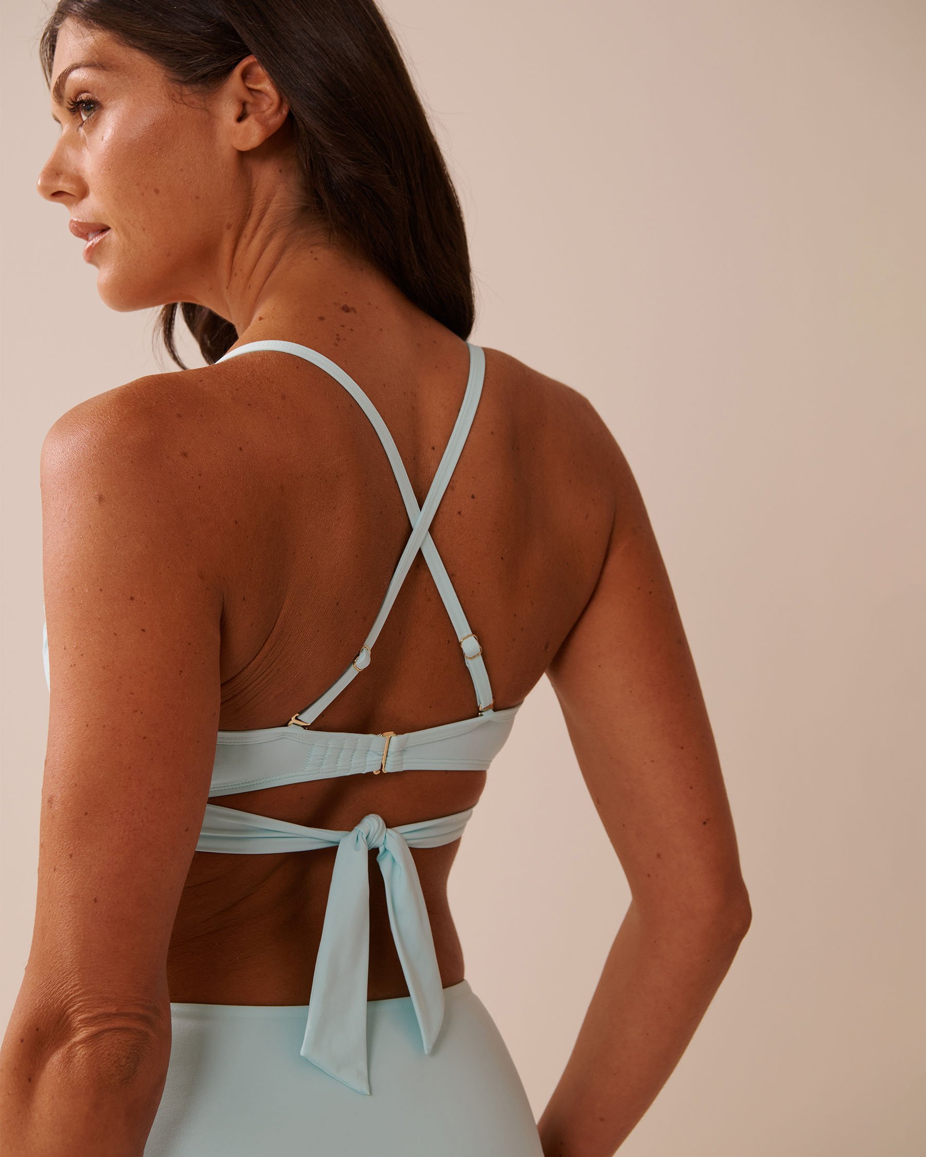 LA VIE EN ROSE AQUA BABY BLUE Crossed Push-up Bikini Top Baby Blue 70100825 - View3