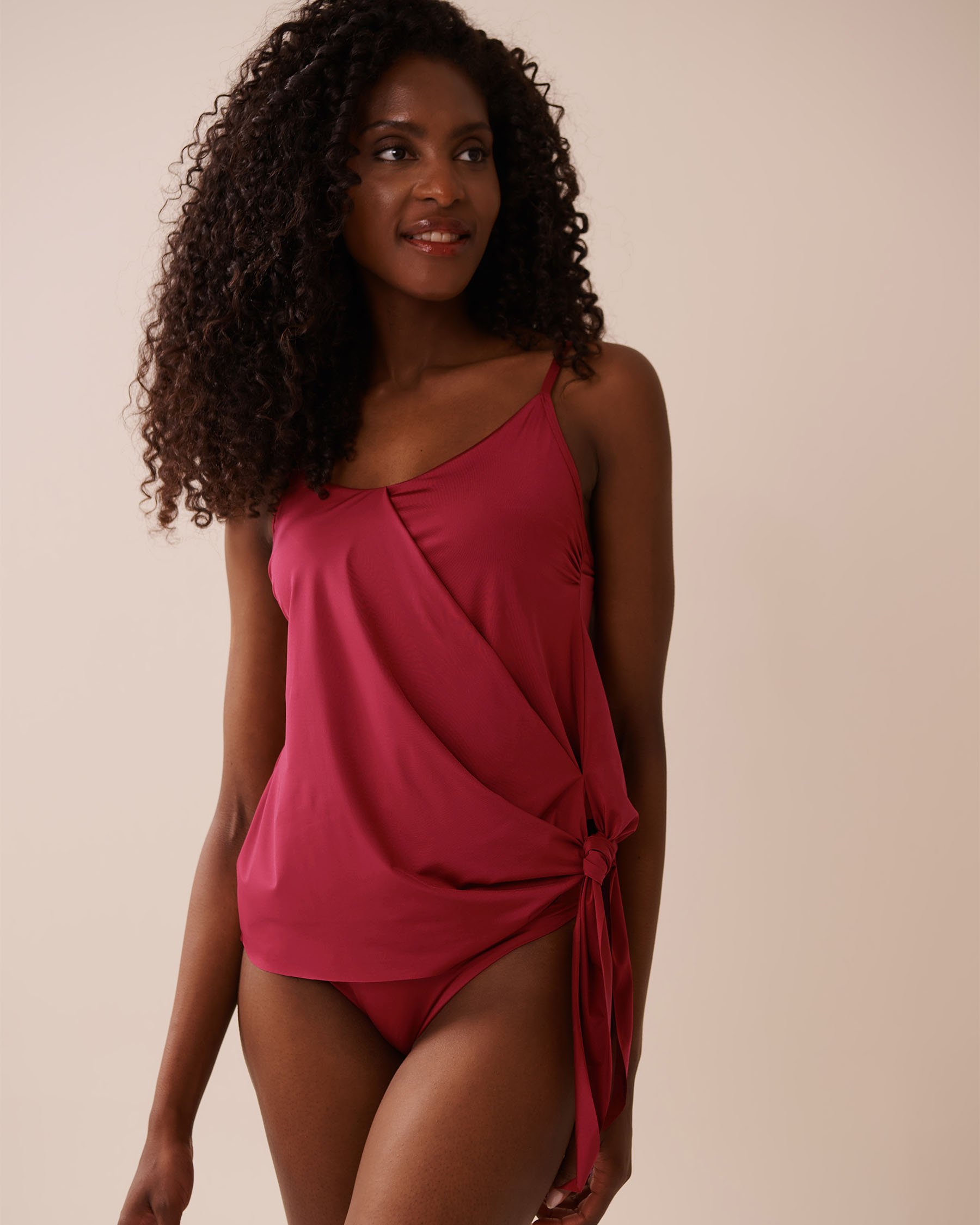 LA VIE EN ROSE AQUA DEEP RED Knotted Tankini Top Deep Red 70100801 - View1