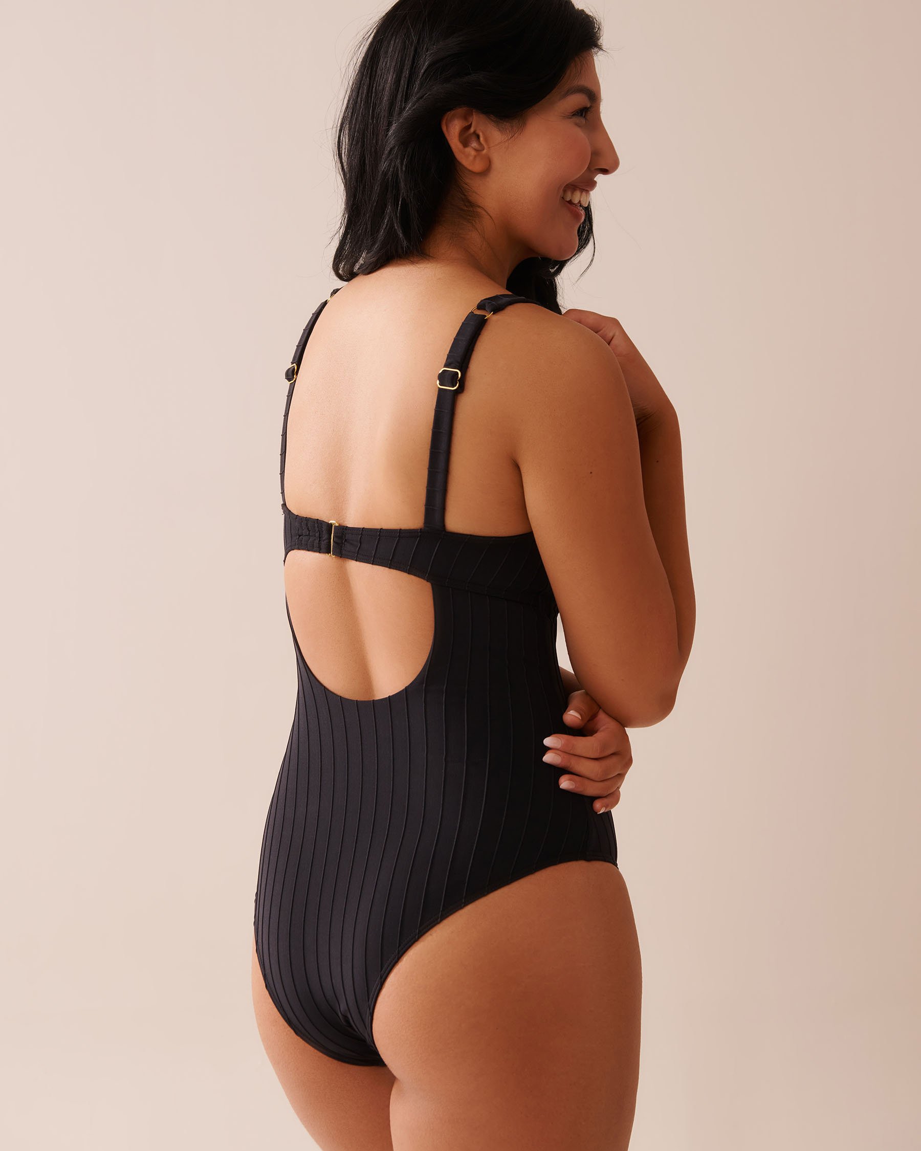 LA VIE EN ROSE AQUA BLACK Balconette One-piece Swimsuit Black 70400181 - View2
