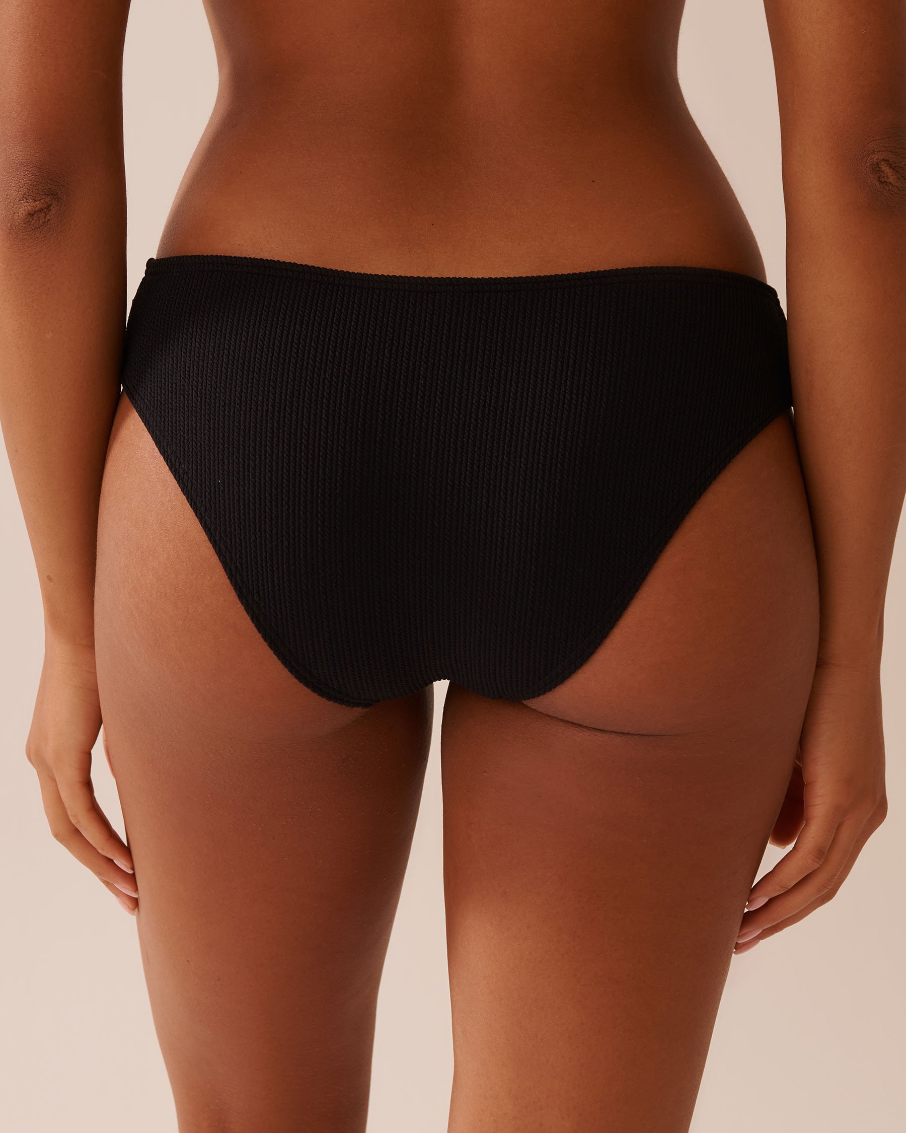 LA VIE EN ROSE AQUA BLACK Front Knot Brazilian Bikini Bottom Black 70300763 - View2