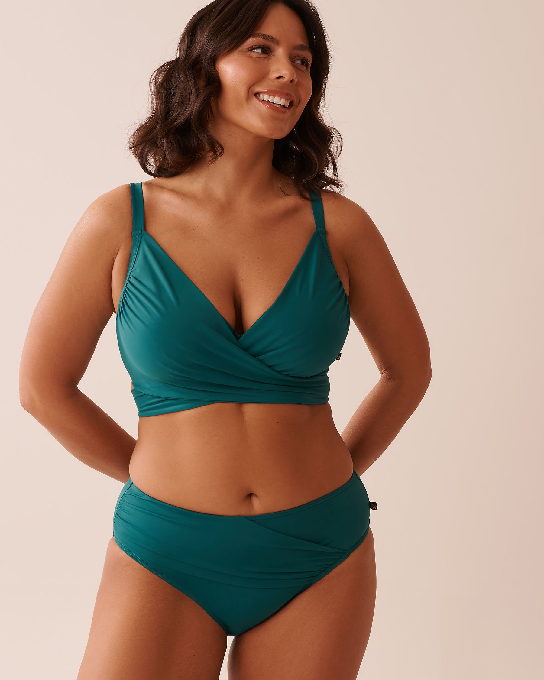 LA VIE EN ROSE AQUA TEAL BLUE D Cup Draped Bikini Top Teal Blue 70200184 - View1