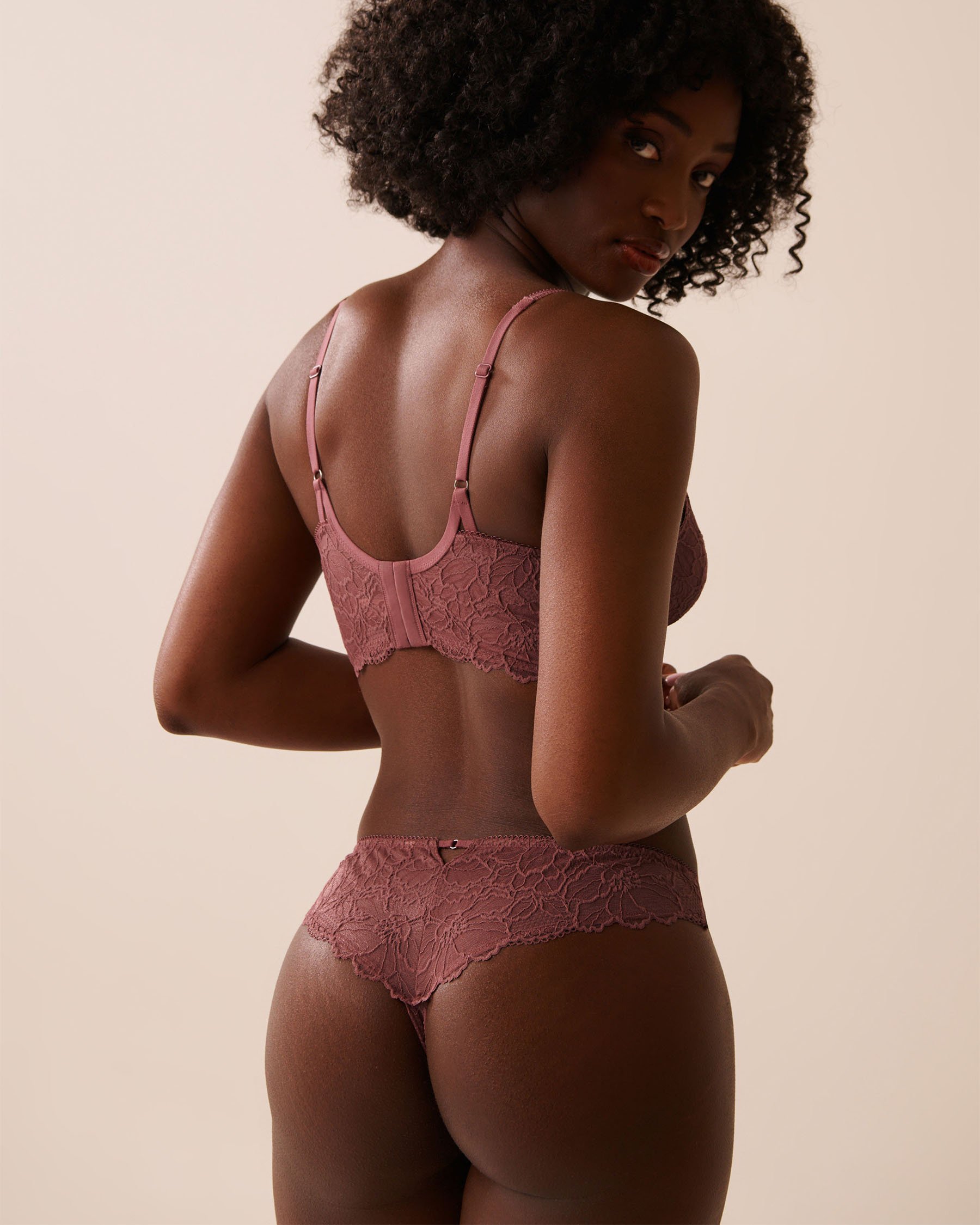 LA VIE EN ROSE Unlined Full Coverage Corset Bra Crushed Berry 10100185 - View2