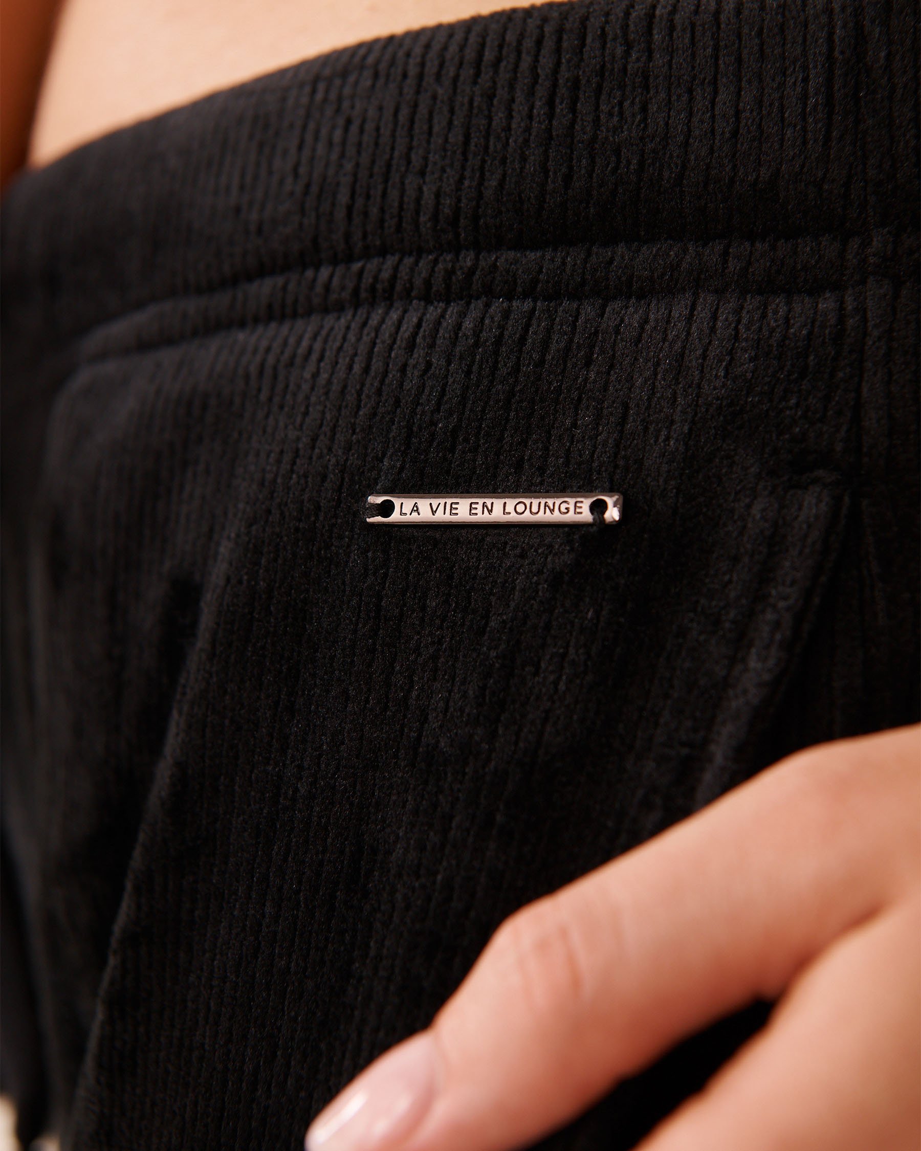 LA VIE EN ROSE Heavy Ribbed Pants Black 50200104 - View3