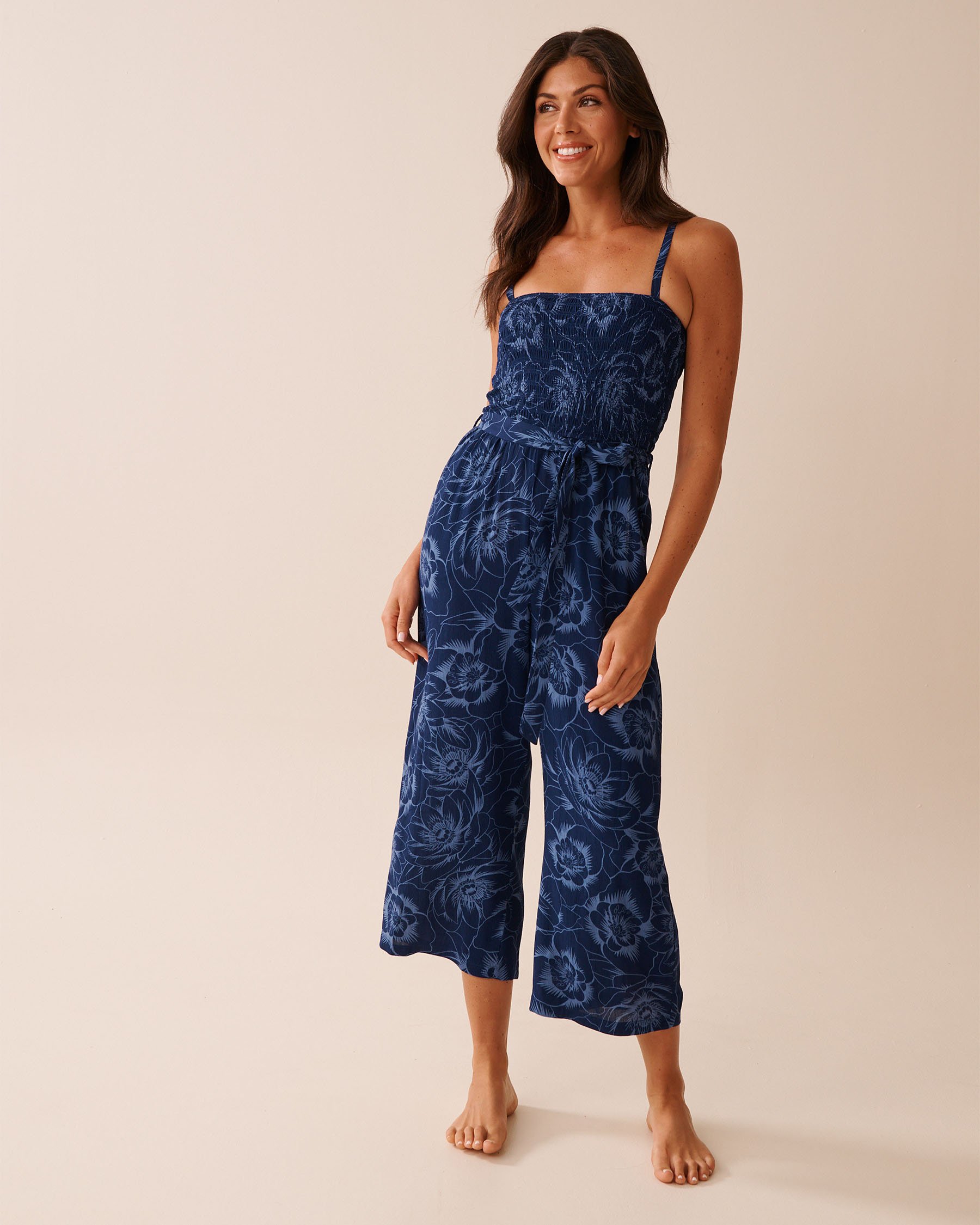 LA VIE EN ROSE AQUA Floral Wide-leg Jumpsuit Moonlight Bloom 80300124 - View3
