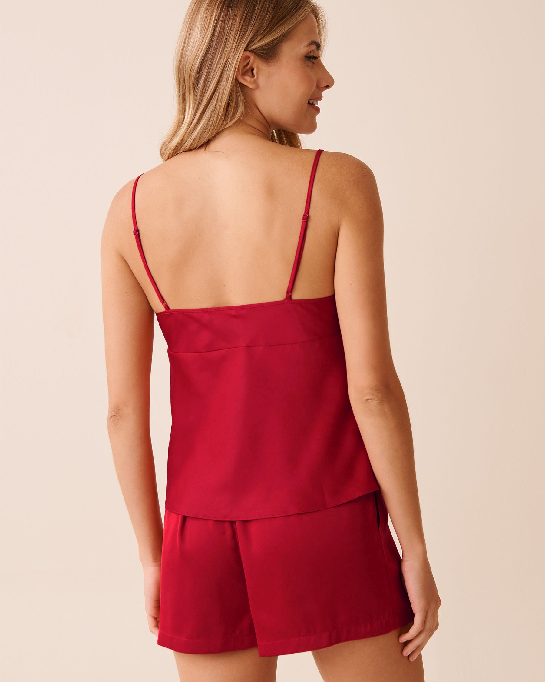 LA VIE EN ROSE Twist Knot Satin Cami Merry Red 60100162 - View5