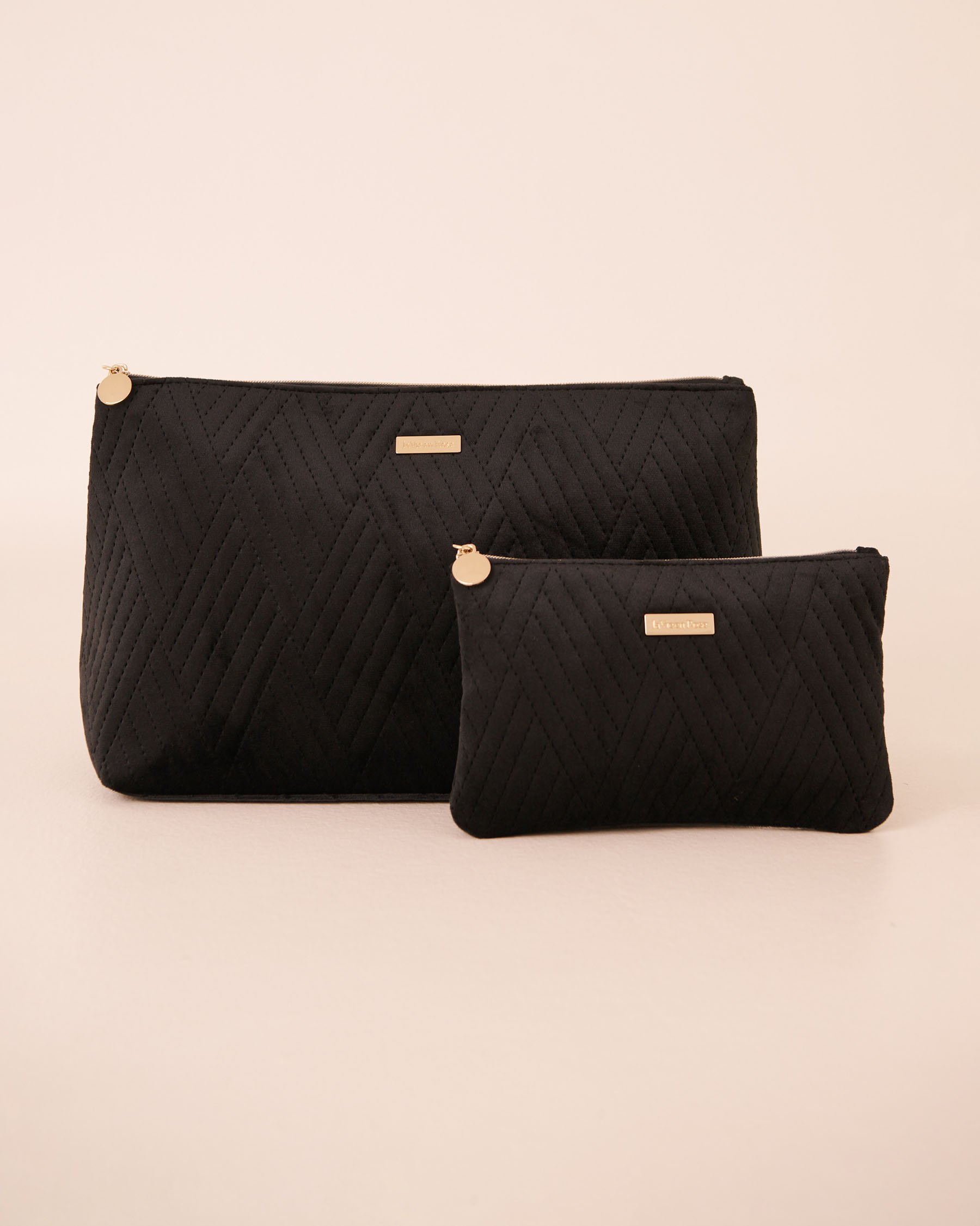 LA VIE EN ROSE 2-in-1 Velvet Cosmetic Bag Black 40700428 - View4