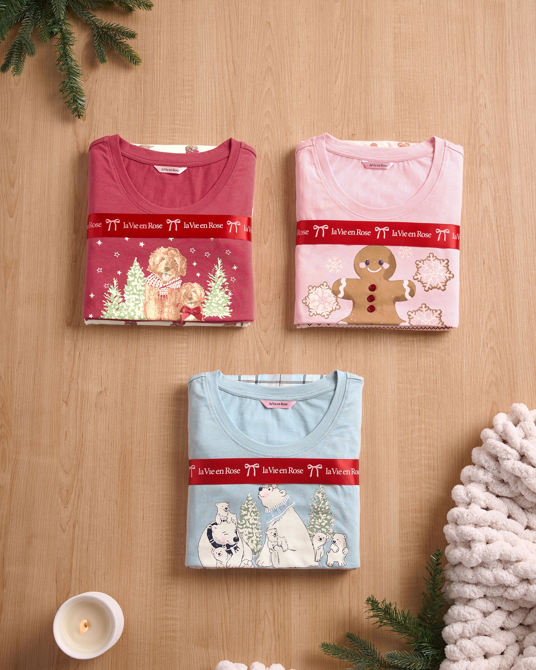LA VIE EN ROSE Dog Print Cotton PJ Set Red/Dogs 40400087 - View7