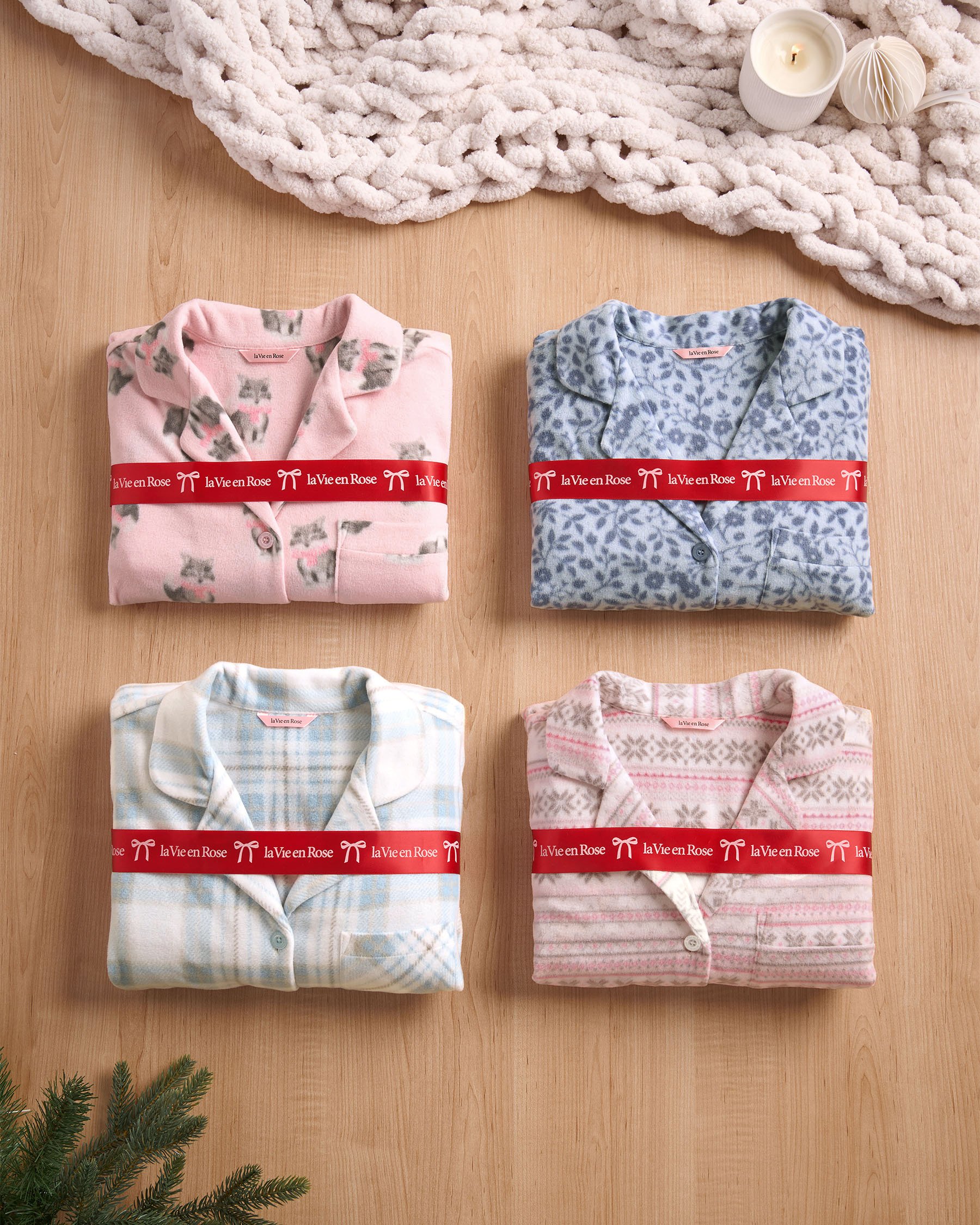 LA VIE EN ROSE Polar Bear Print Microfleece PJ Set White/Polar Bears 40400090 - View6