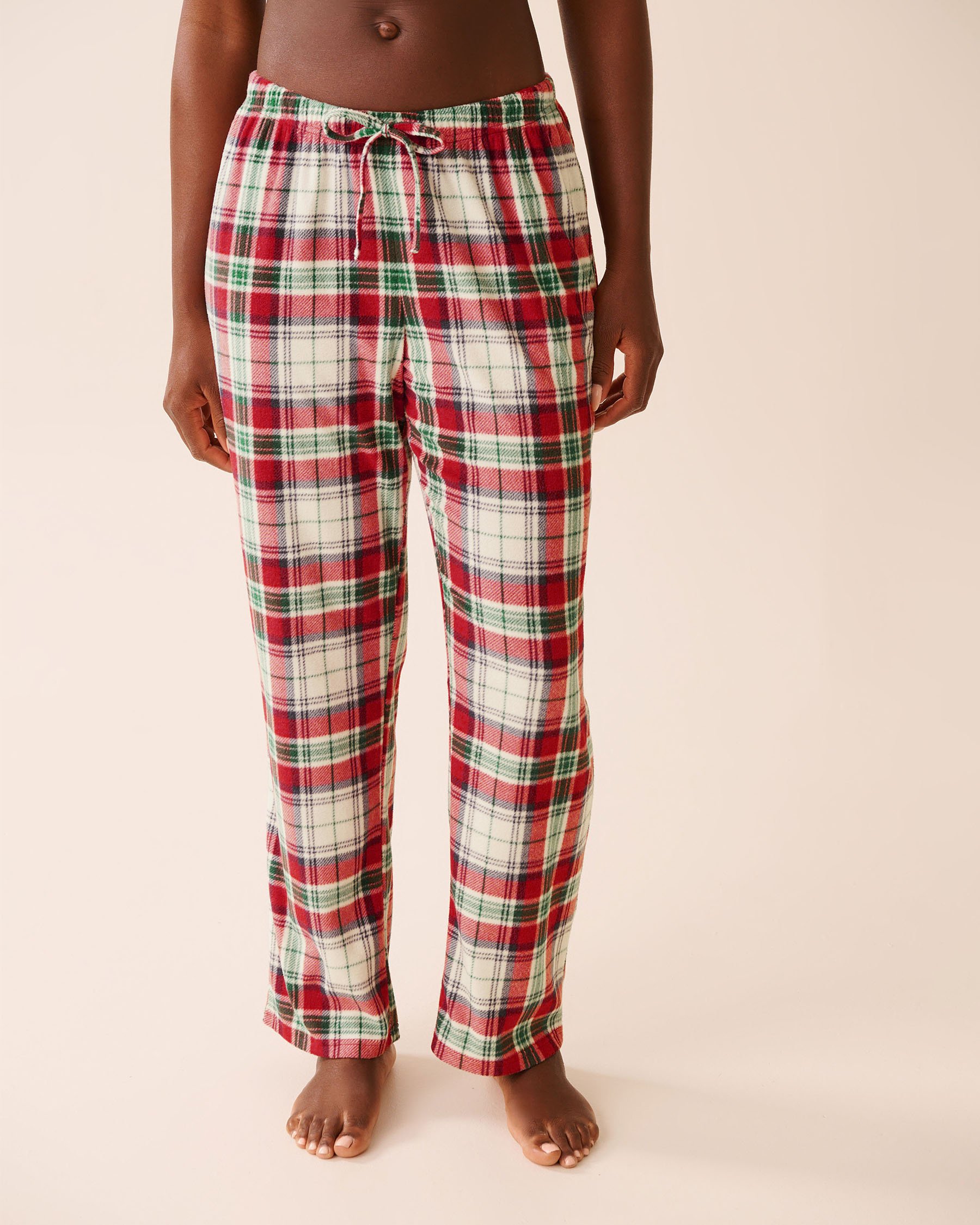 LA VIE EN ROSE Red Plaid Microfleece PJ Set Red & White Plaid 40400090 - View4
