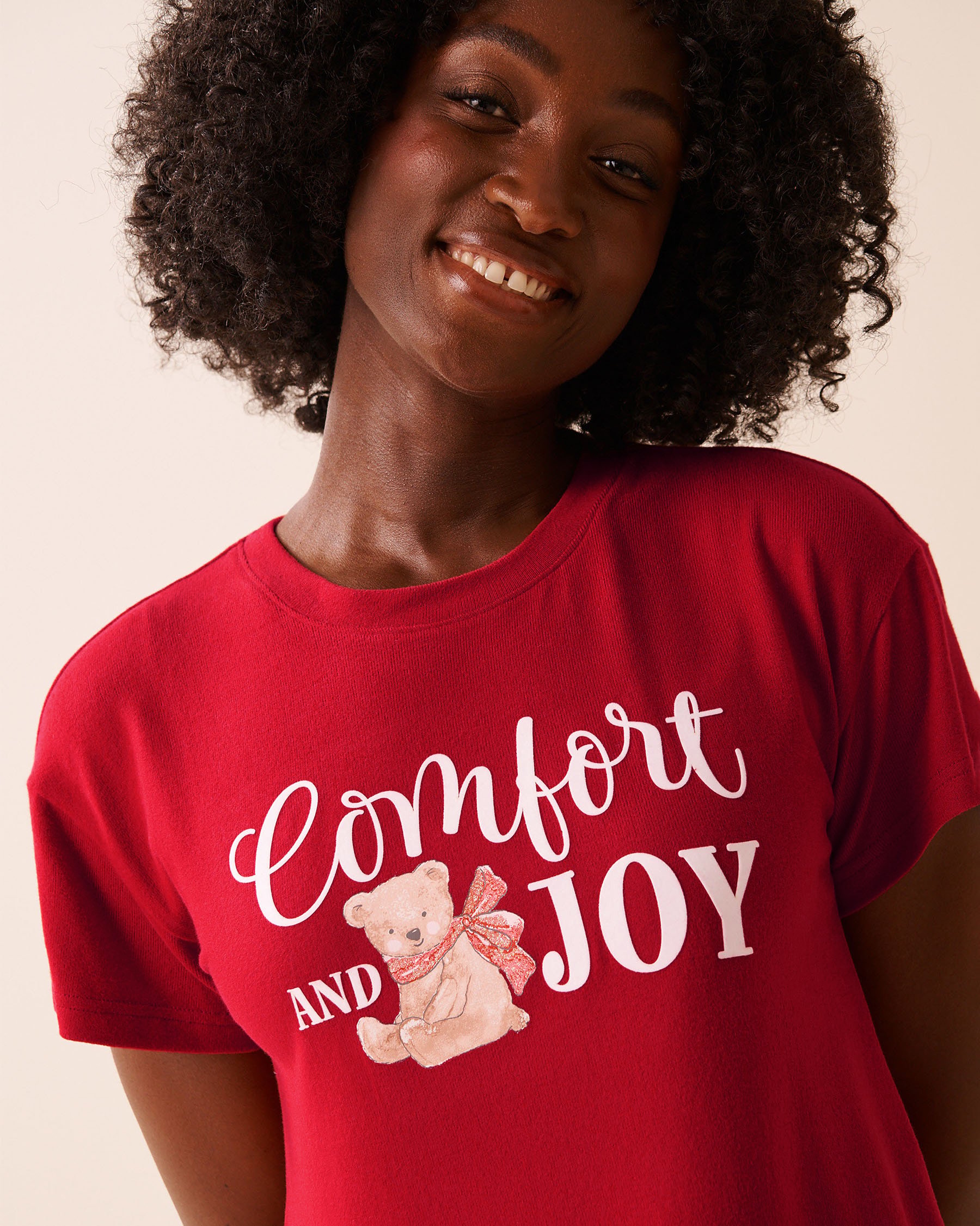LA VIE EN ROSE Teddy Bear Print Recycled Fibers T-shirt Red/Teddy Bears 40100791 - View6
