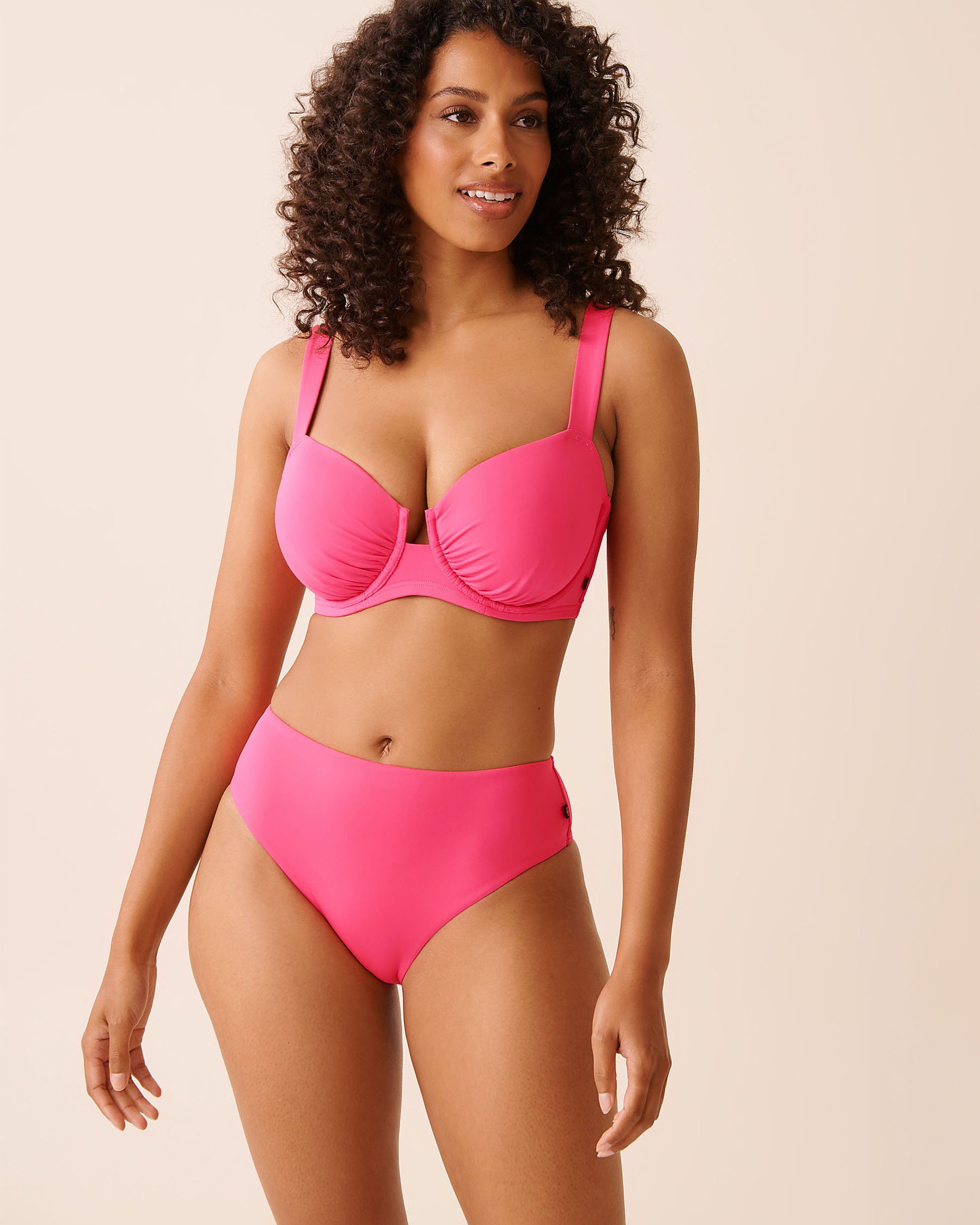 LA VIE EN ROSE AQUA PINK PUNCH Mid Waist Cheeky Bikini Bottom Pink Punch 70300804 - View3