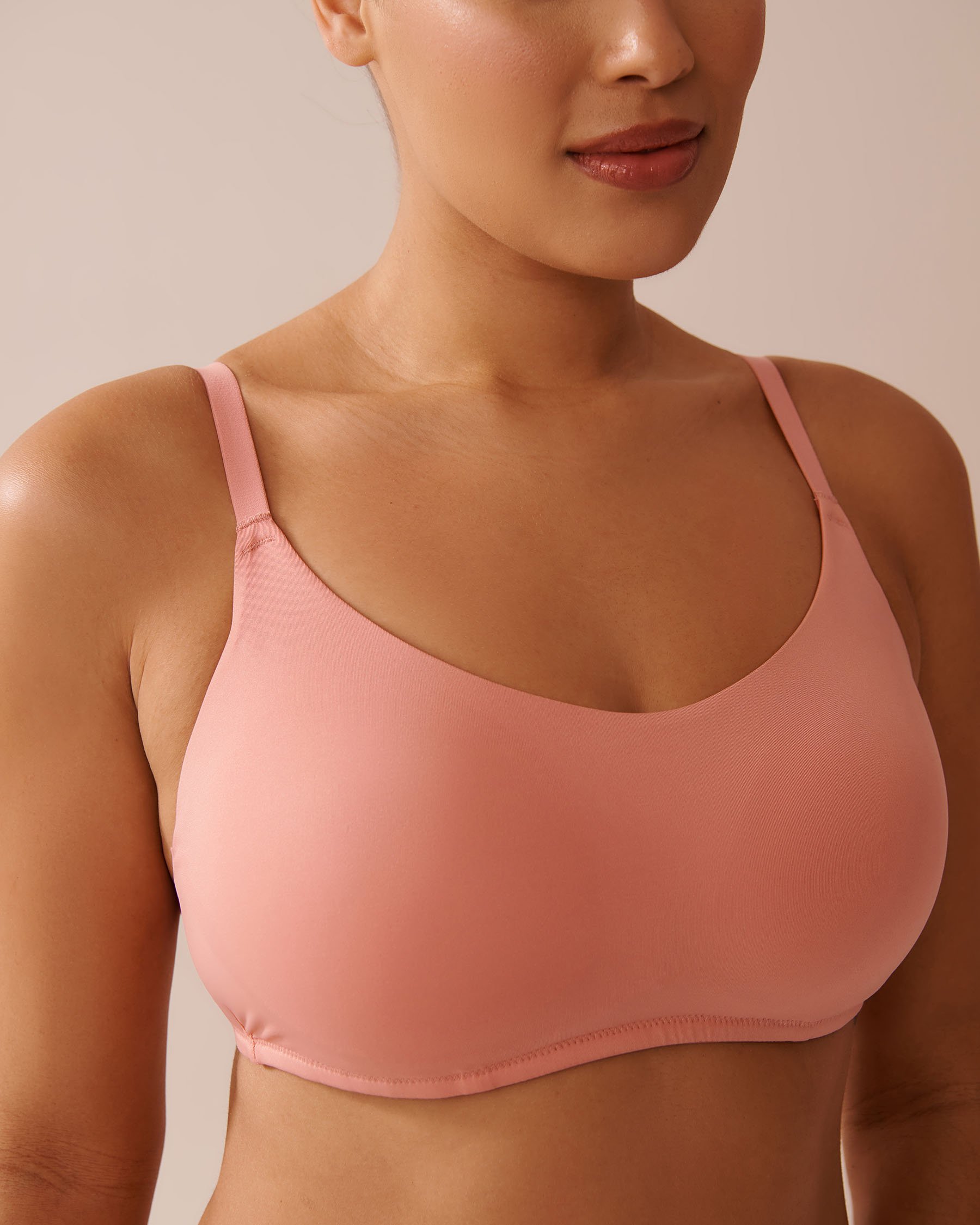 LA VIE EN ROSE Lightly Lined Wireless Minimalist Bra Salmon Pink 10200506 - View6