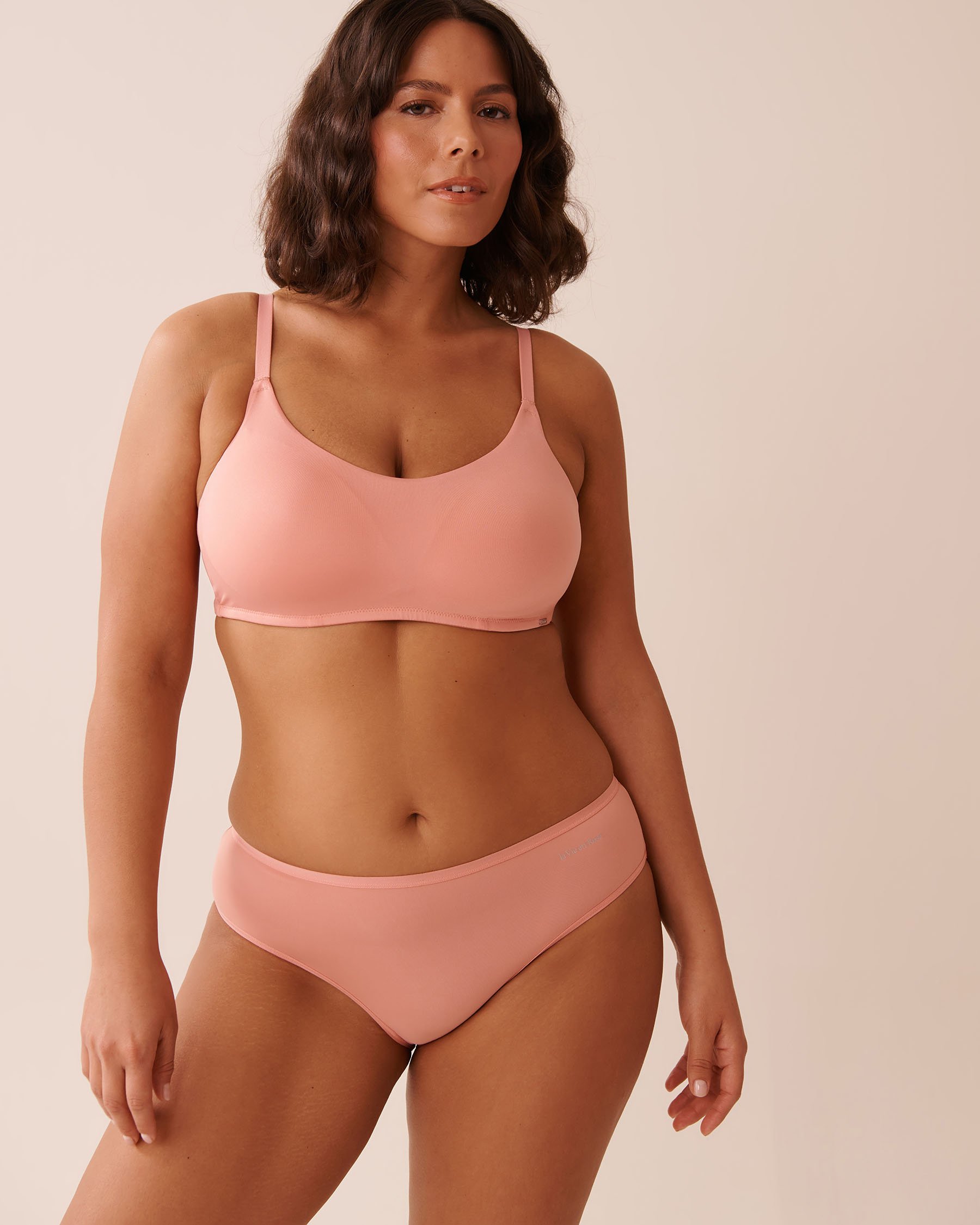 LA VIE EN ROSE Microfiber Sleek Back Bikini Panty Salmon Pink 20300413 - View6