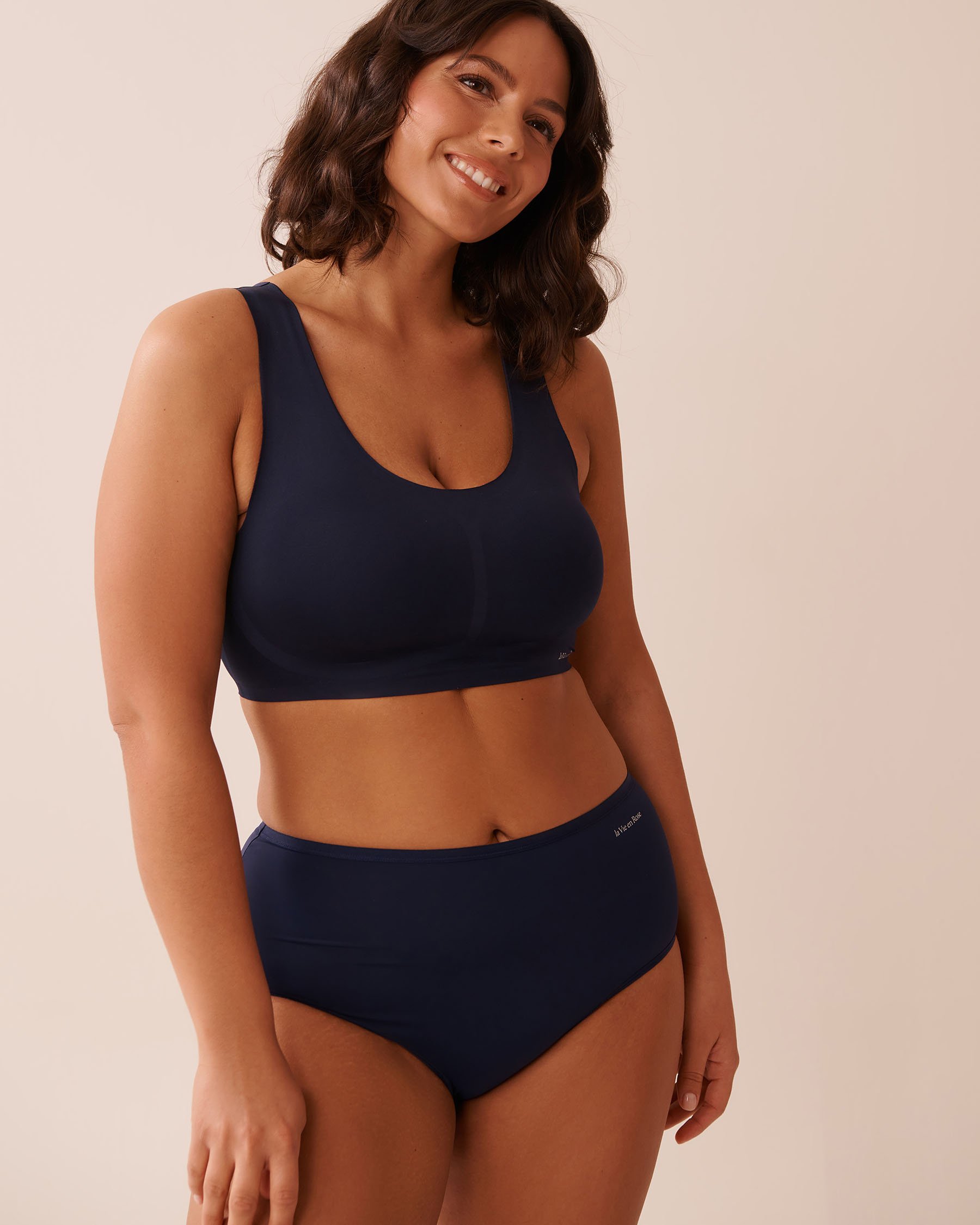LA VIE EN ROSE Microfiber Sleek Back High Waist Bikini Panty Navy Blue 20300412 - View6
