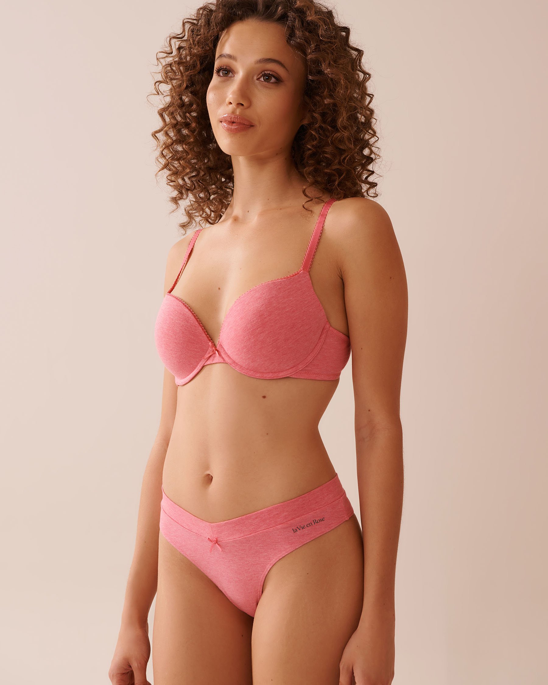 LA VIE EN ROSE Push-up Demi Cotton Bra Watermelon Pink 10300190 - View1