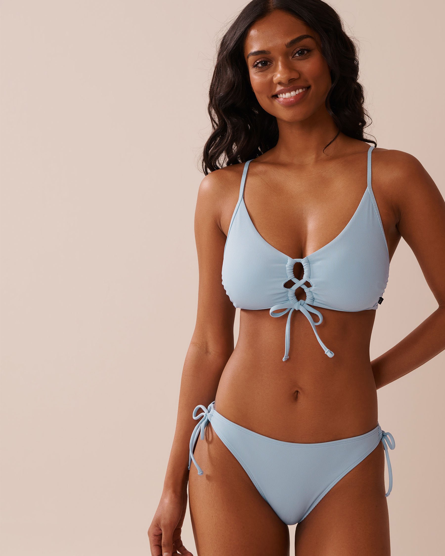 LA VIE EN ROSE AQUA POWDER BLUE Crisscross Detail Bralette Bikini Top Powder Blue 70100774 - View1