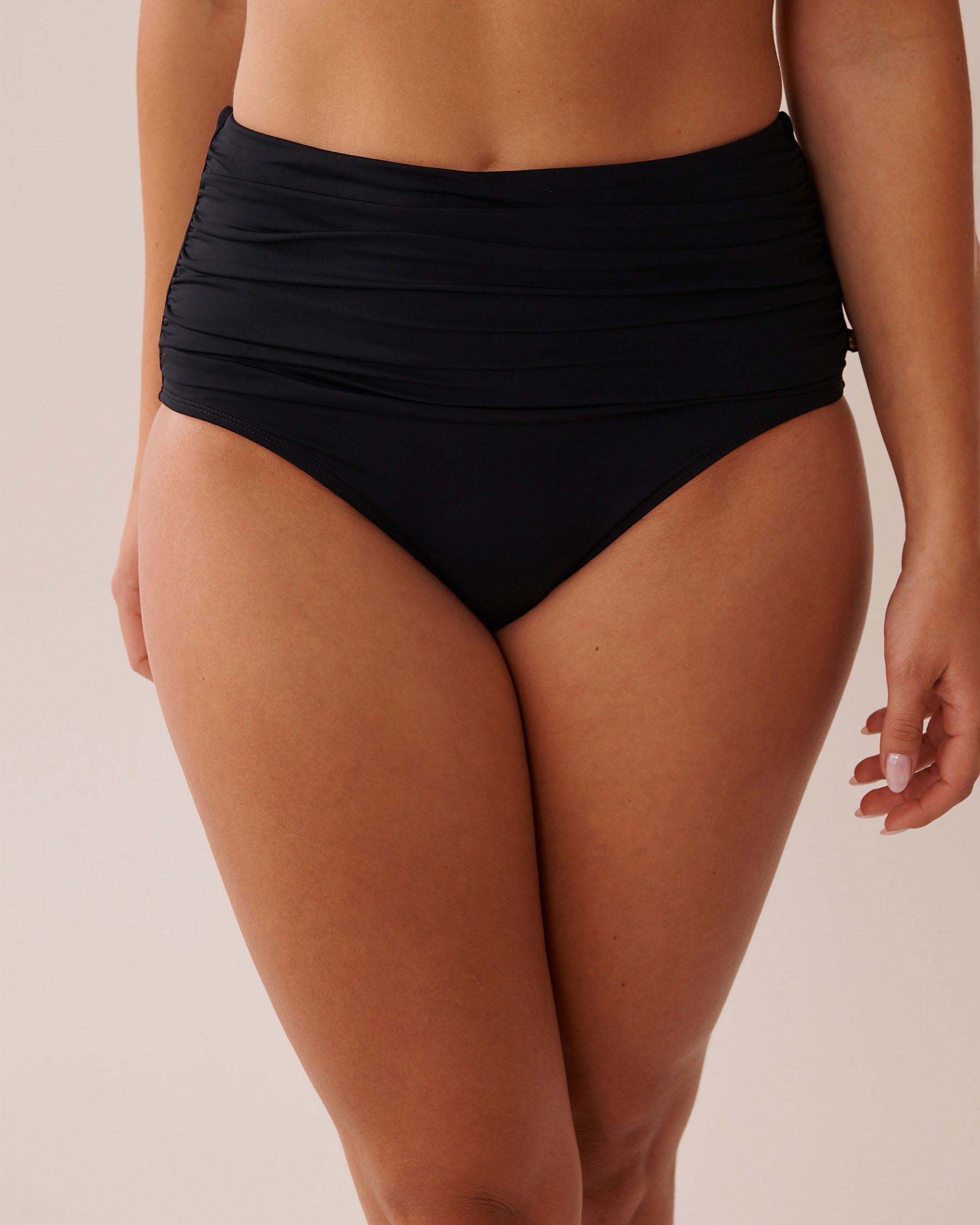 LA VIE EN ROSE AQUA BLACK Draped High Waist Bikini Bottom Black 70300634 - View1