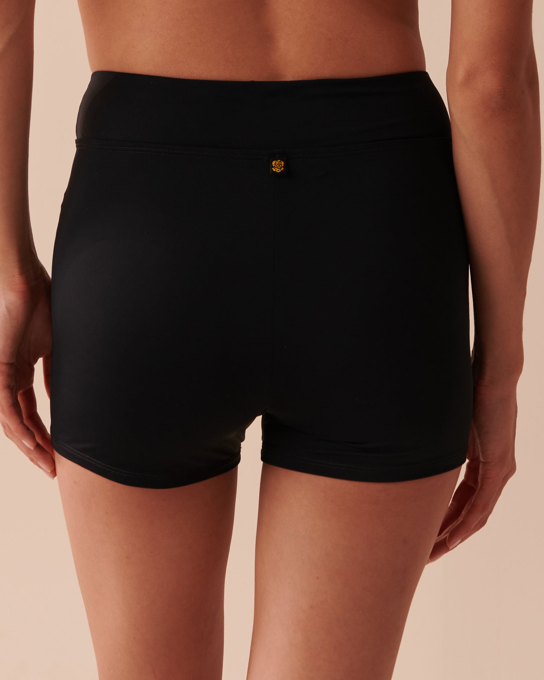 LA VIE EN ROSE AQUA BLACK High Waist Boyshort Bikini Bottom Black 70300635 - View2