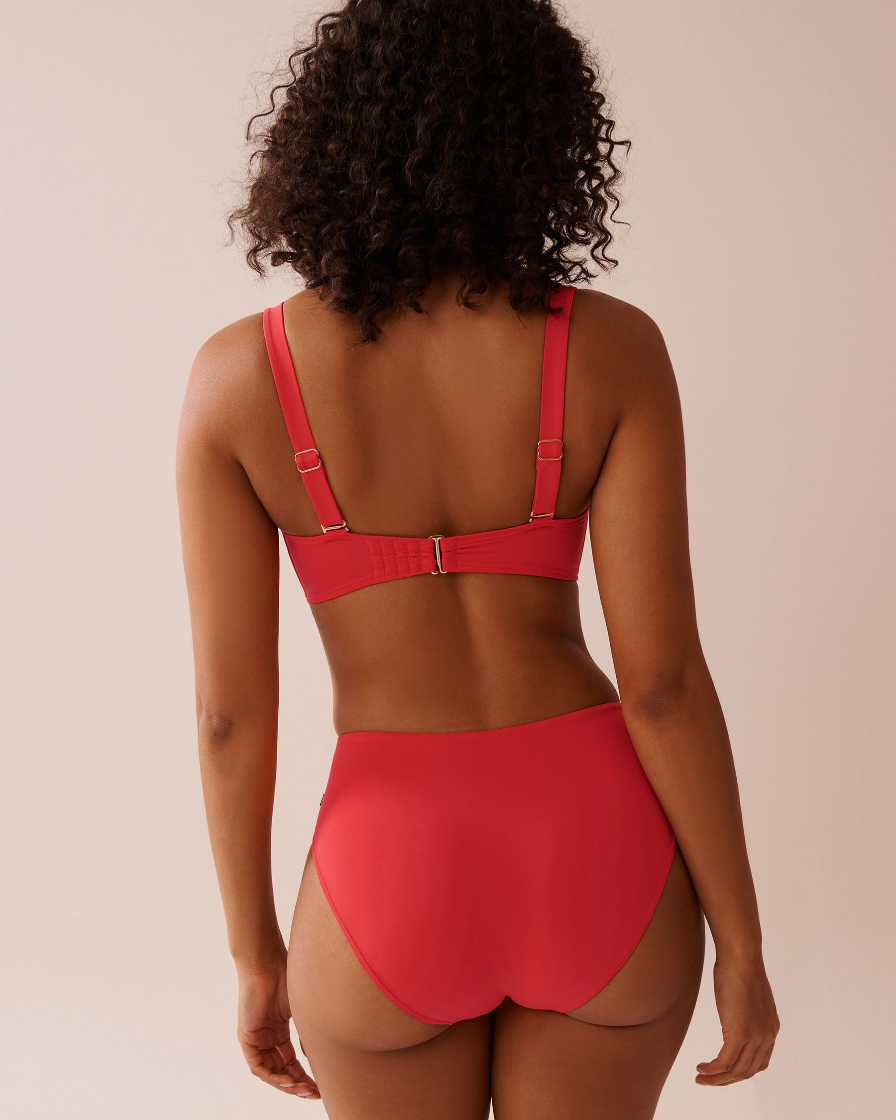 LA VIE EN ROSE AQUA HIBISCUS D Cup Shirred Bandeau Bikini Top Hibiscus Red 70200168 - View3