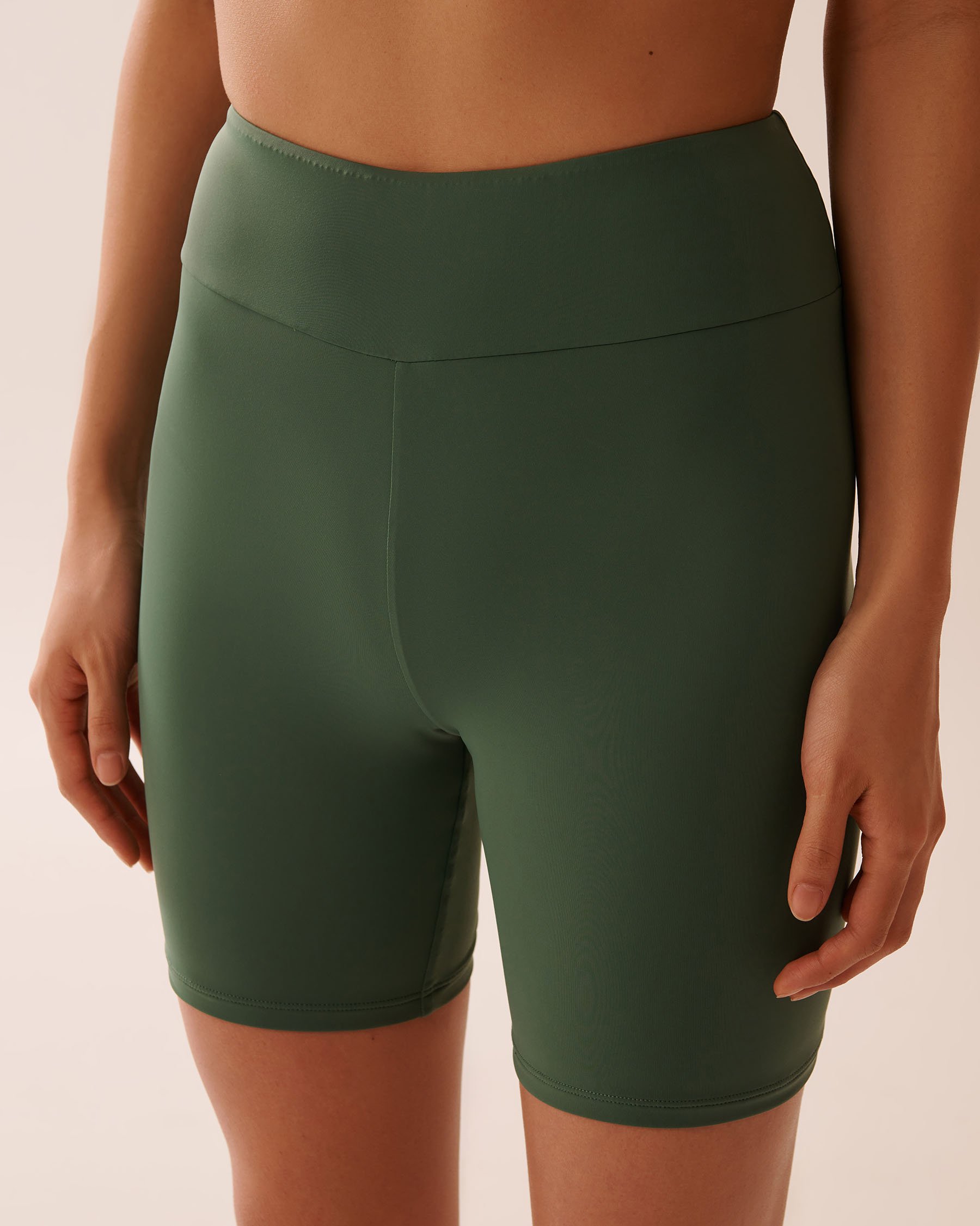 LA VIE EN ROSE AQUA KHAKI High Waist Long Swim Shorts Khaki 70300736 - View1