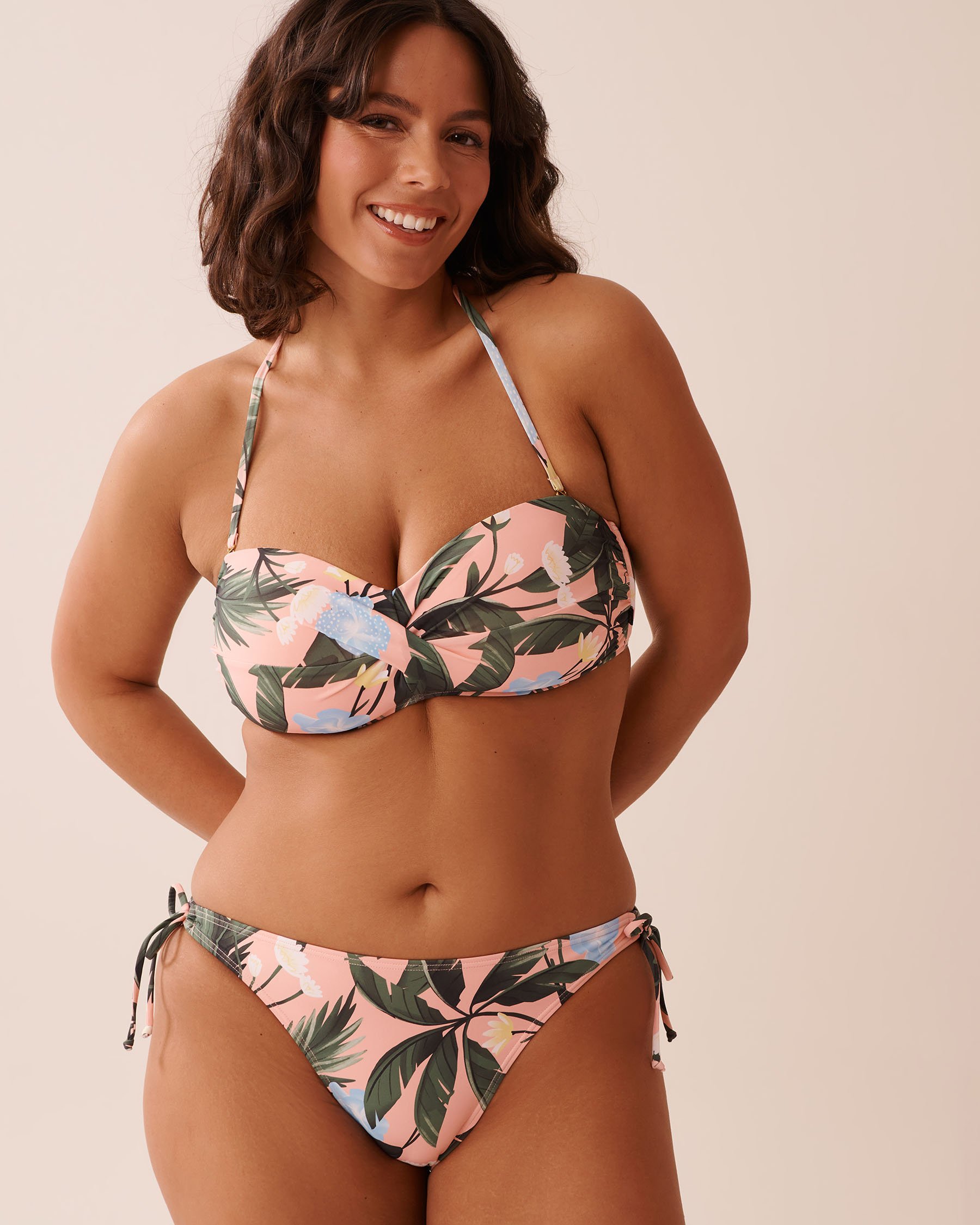 LA VIE EN ROSE AQUA PEACHY TROPICS Twisted Bandeau Bikini Top Peachy Tropics 70100778 - View2