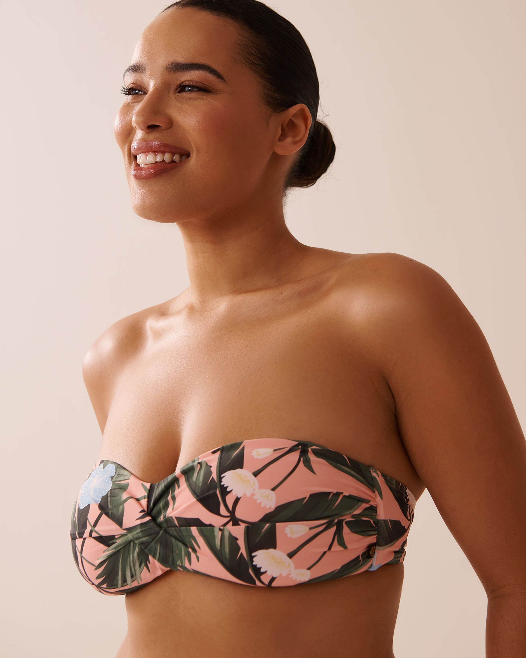 LA VIE EN ROSE AQUA PEACHY TROPICS Twisted Bandeau Bikini Top Peachy Tropics 70100778 - View5