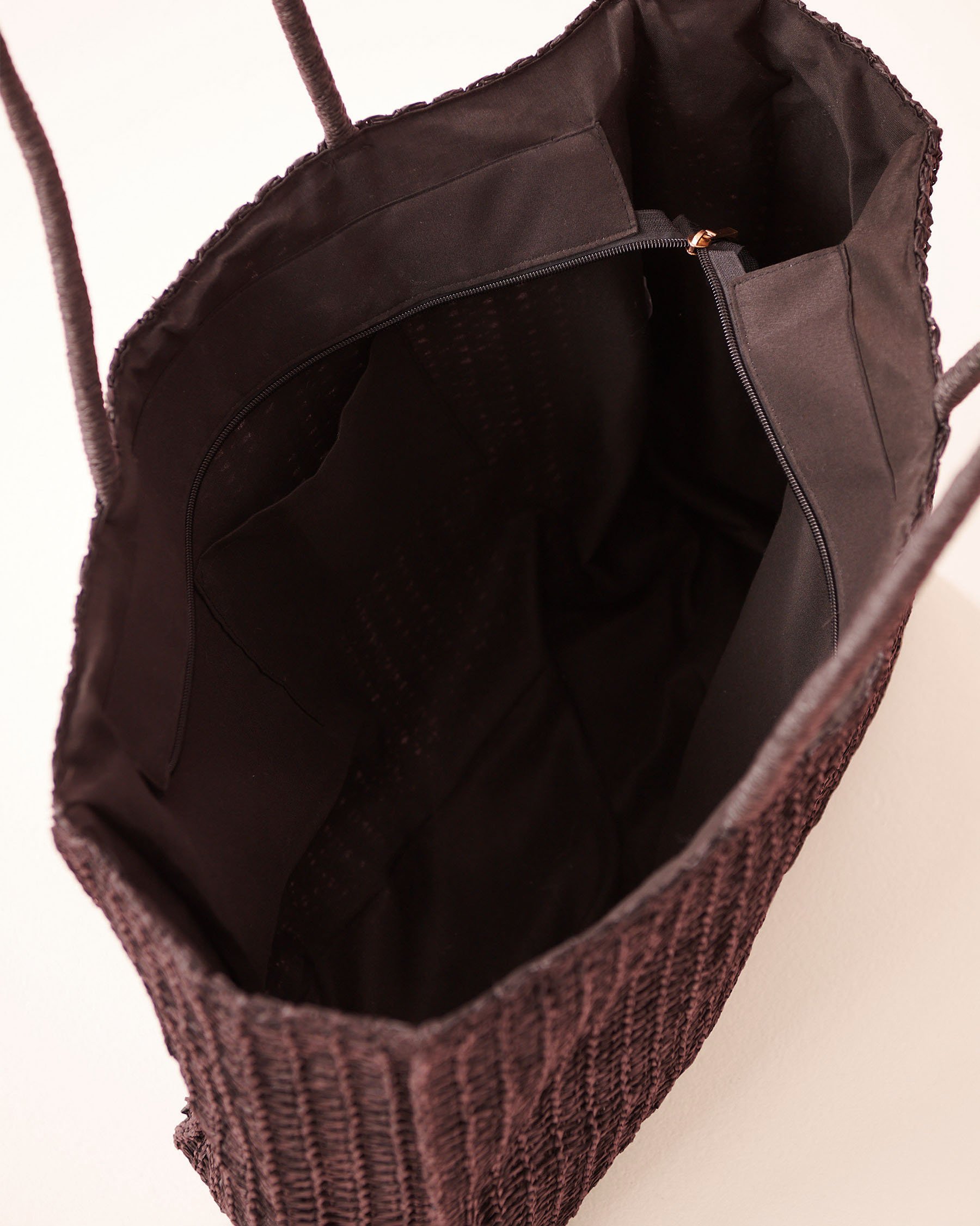 LA VIE EN ROSE AQUA Straw Tote Bag Black 80500124 - View3
