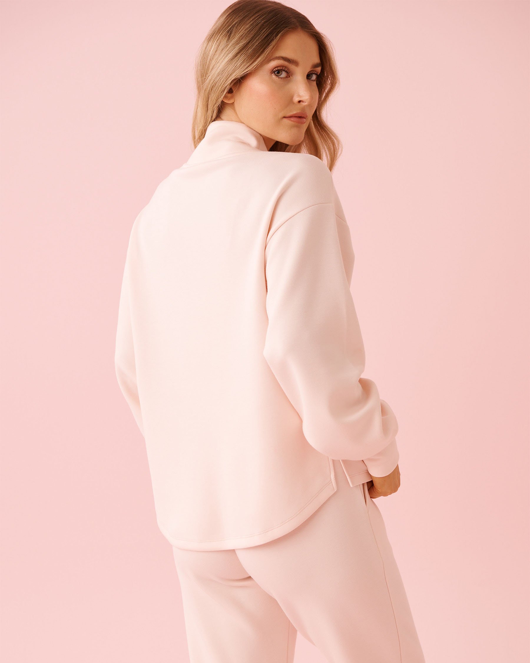 LA VIE EN ROSE Interlock Half-zip Sweatshirt Very Soft Pink 50100120 - View2
