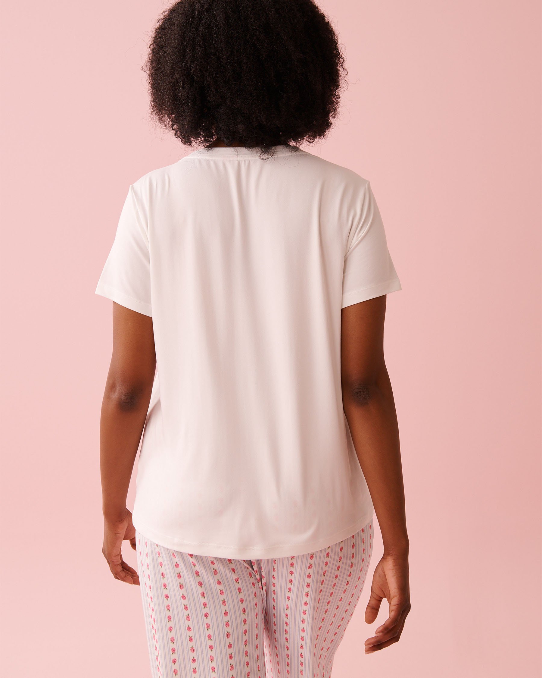 LA VIE EN ROSE Bunny Print Super Soft Short Sleeve T-shirt White 40100826 - View6