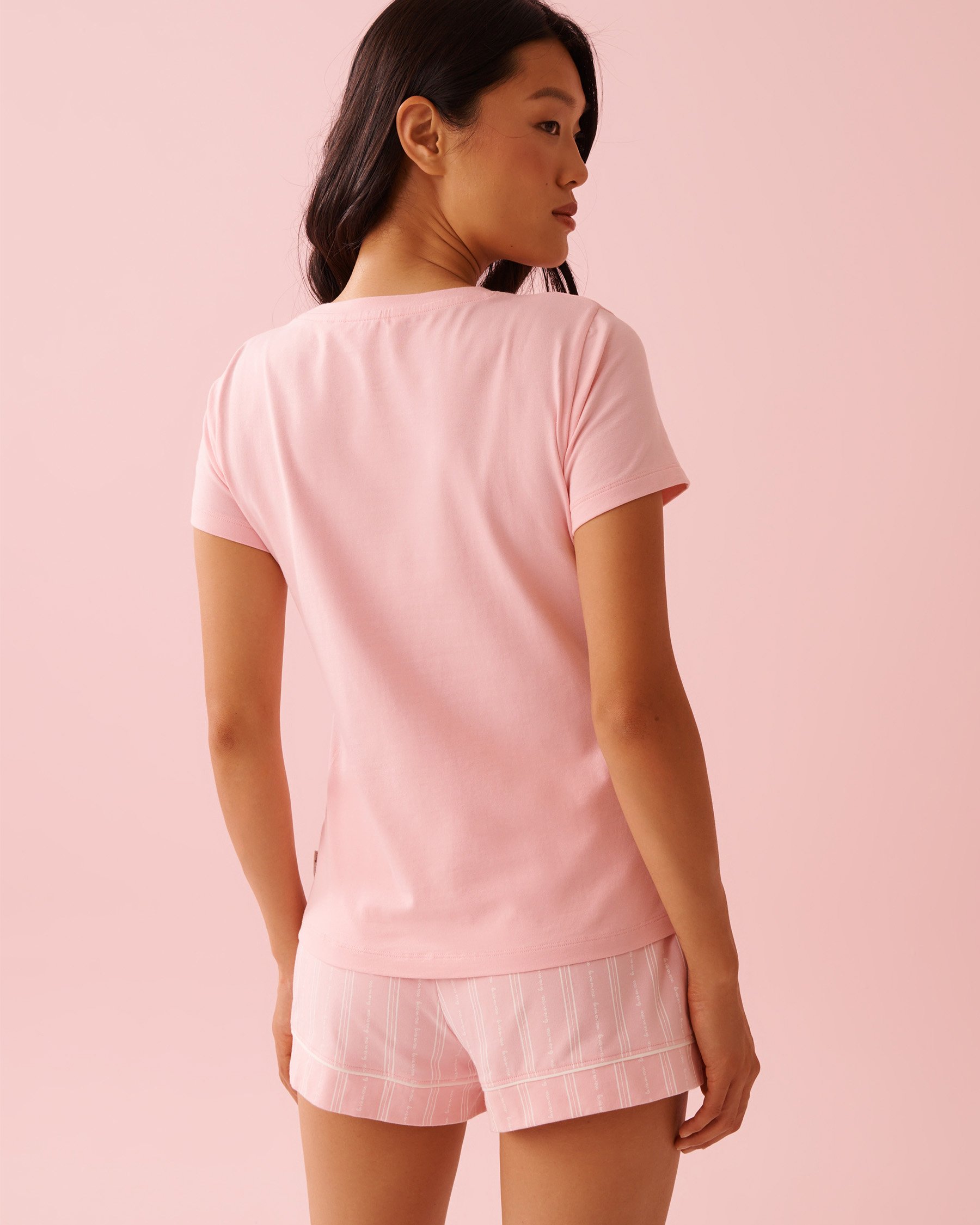LA VIE EN ROSE Cotton Short Sleeve T-shirt Dreamy Pink 40100825 - View3