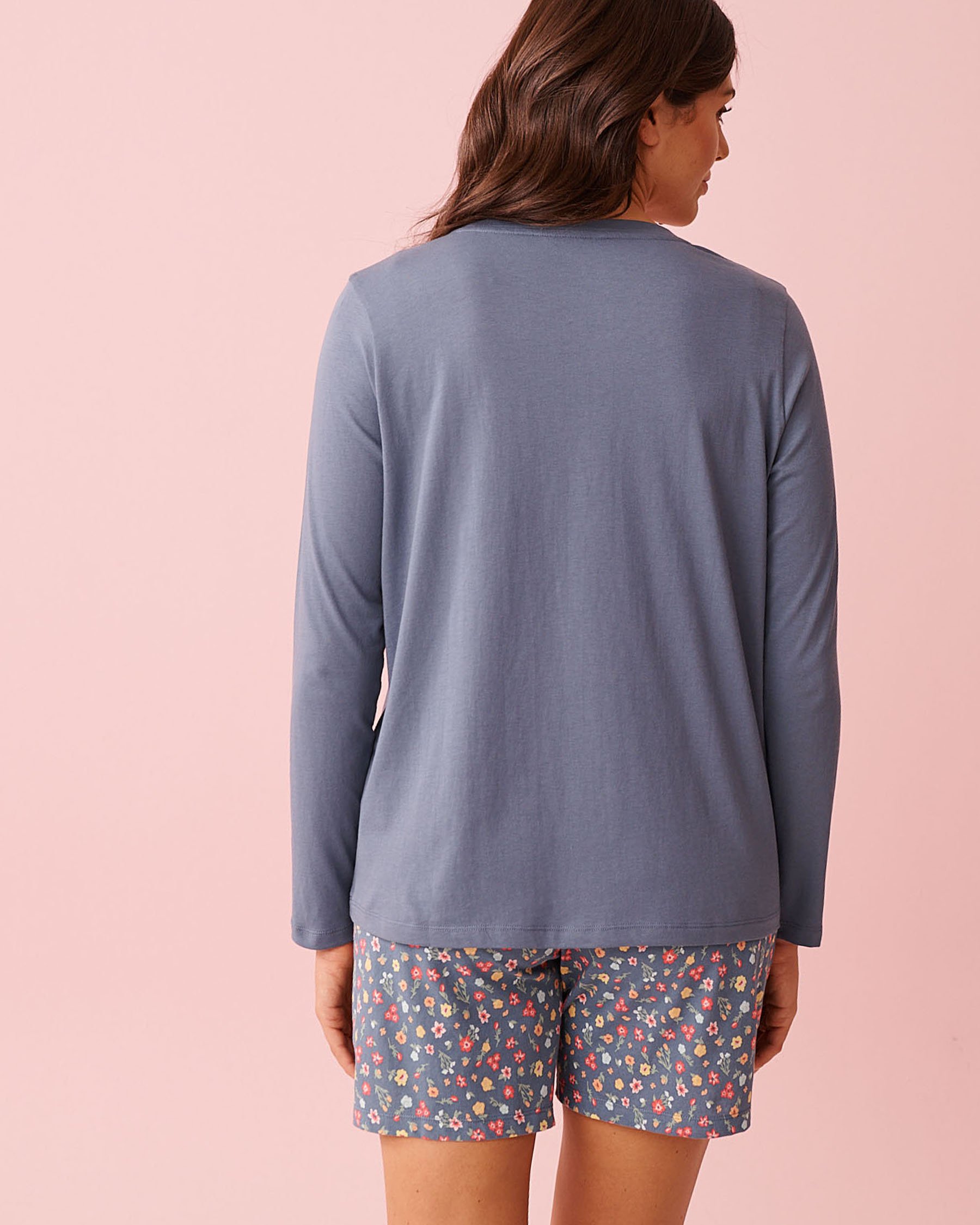 LA VIE EN ROSE Cupcake Print Cotton Long Sleeve Shirt Misty Blue 40100835 - View2
