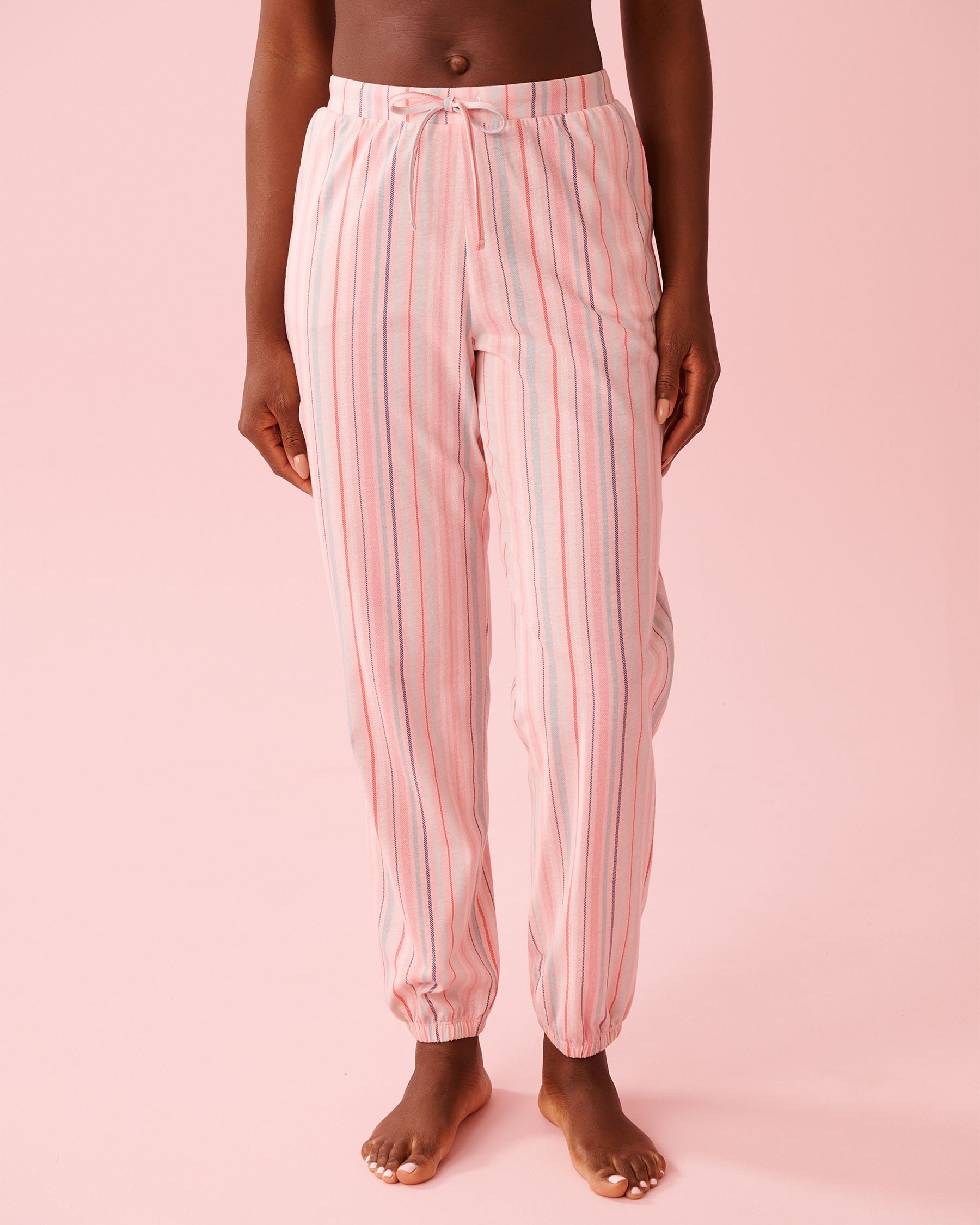 LA VIE EN ROSE Pink Stripe Cotton Jogger Pajama Pants Pink Stripes 40200816 - View1