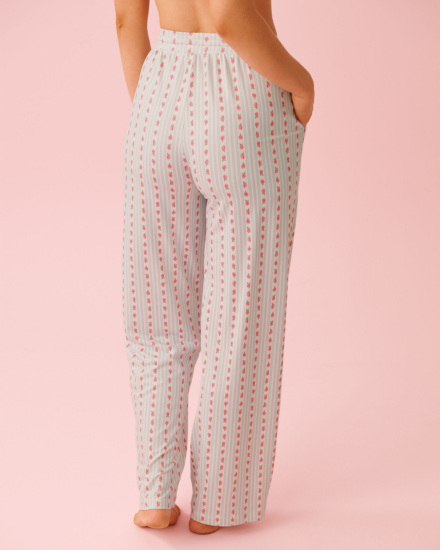 LA VIE EN ROSE Rose Print Super Soft Pajama Pants Rose Stripe 40200809 - View2