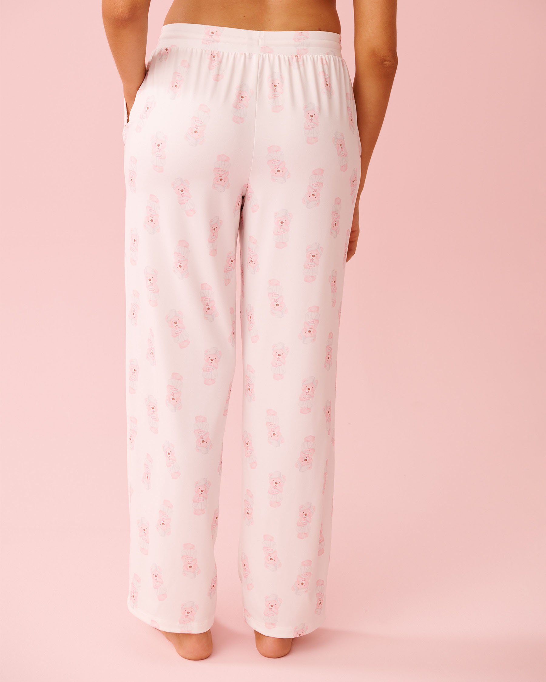 LA VIE EN ROSE Spa Time Teddy Print Super Soft Pajama Pants White 40200812 - View2