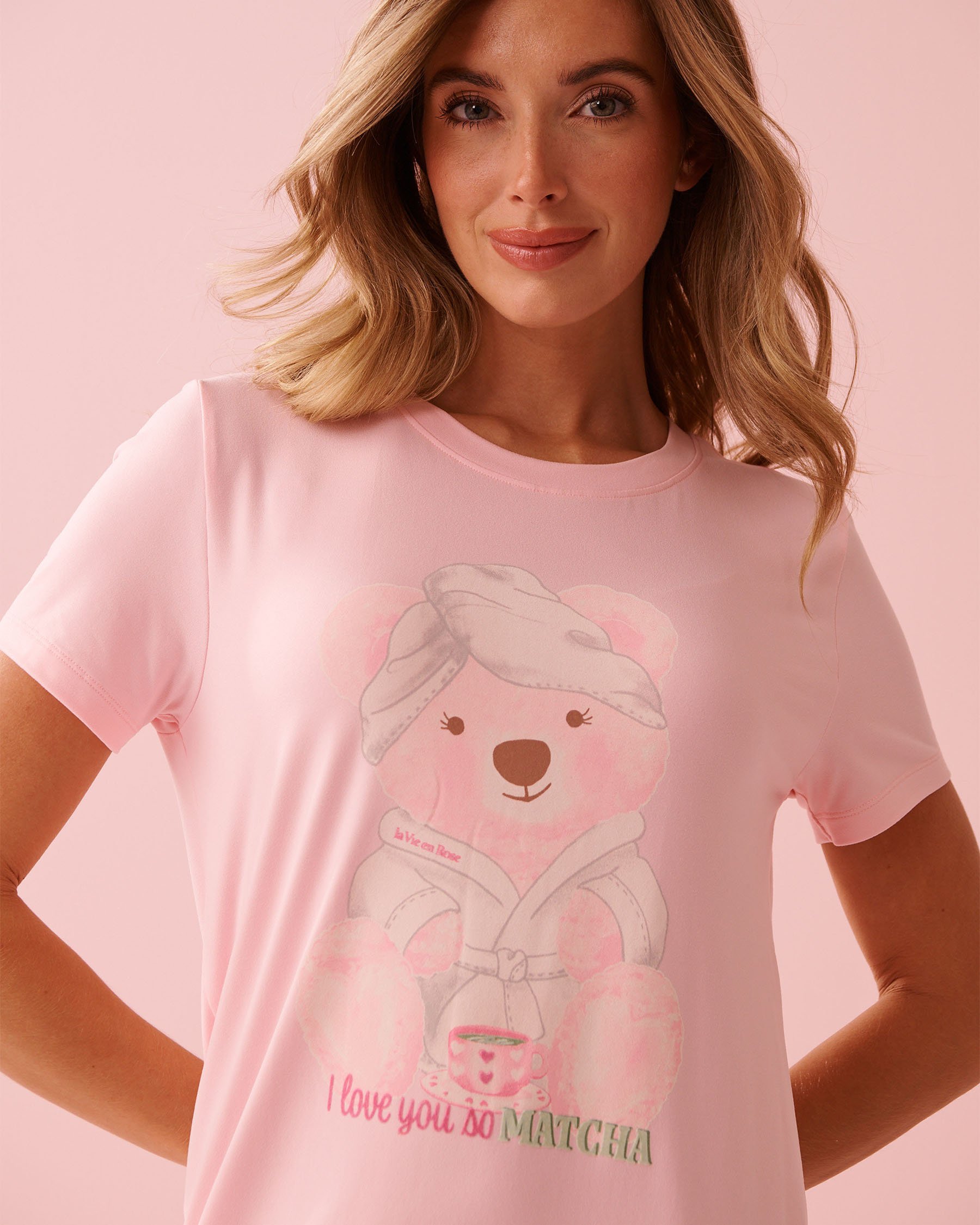 LA VIE EN ROSE Spa Time Teddy Print Super Soft Sleepshirt Dreamy Pink 40500475 - View3