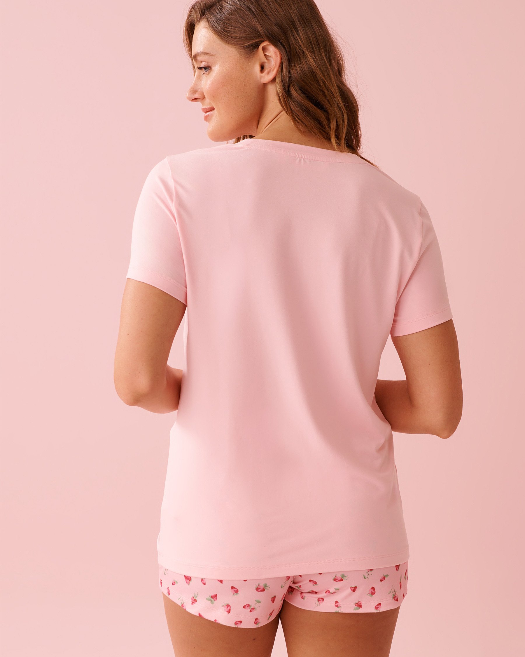 LA VIE EN ROSE Spa Time Teddy Print Super Soft Short Sleeve T-shirt Dreamy Pink 40100829 - View2