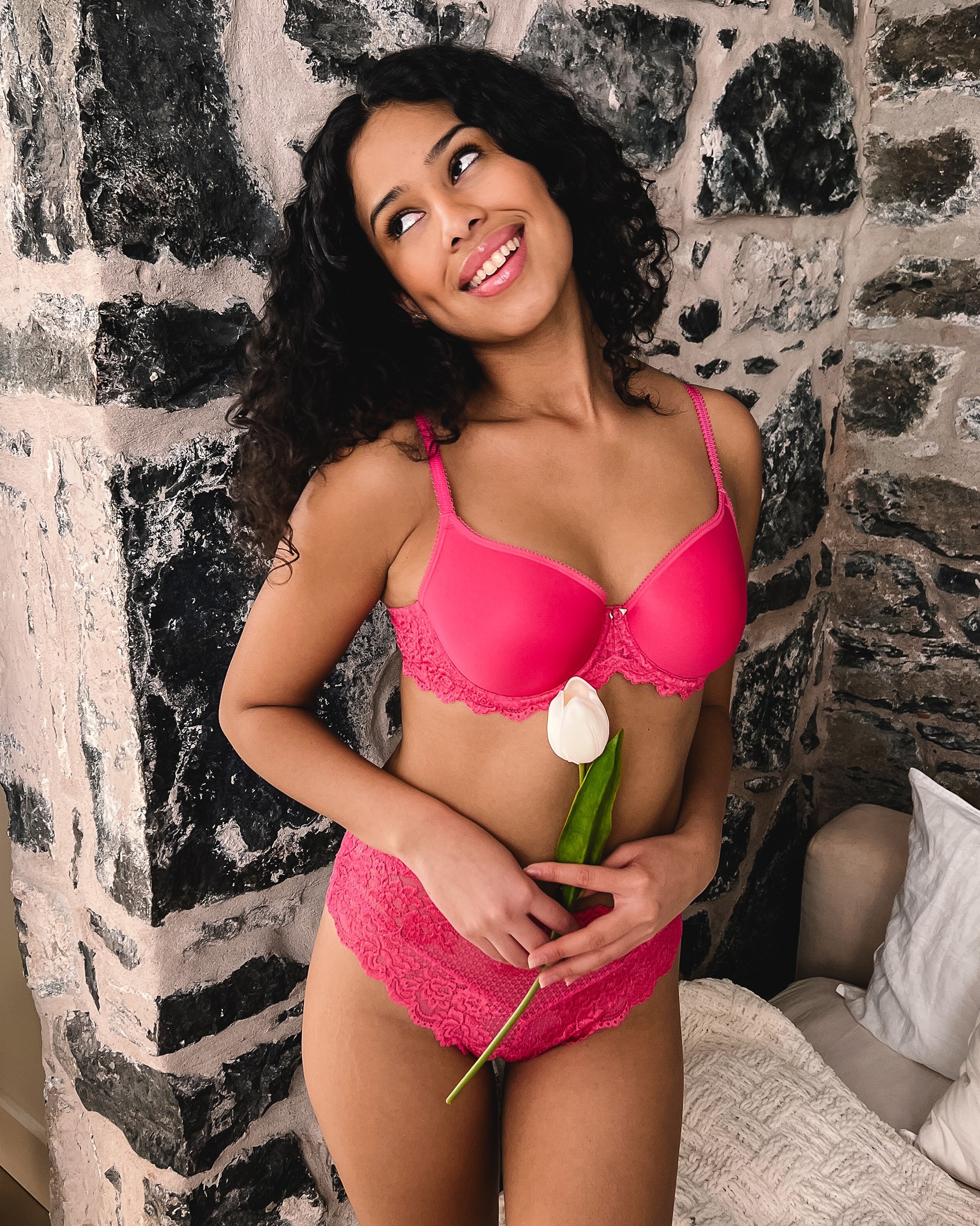 LA VIE EN ROSE Lace High Waist Cheeky Panty Fuchsia Pink 20300486 - View7