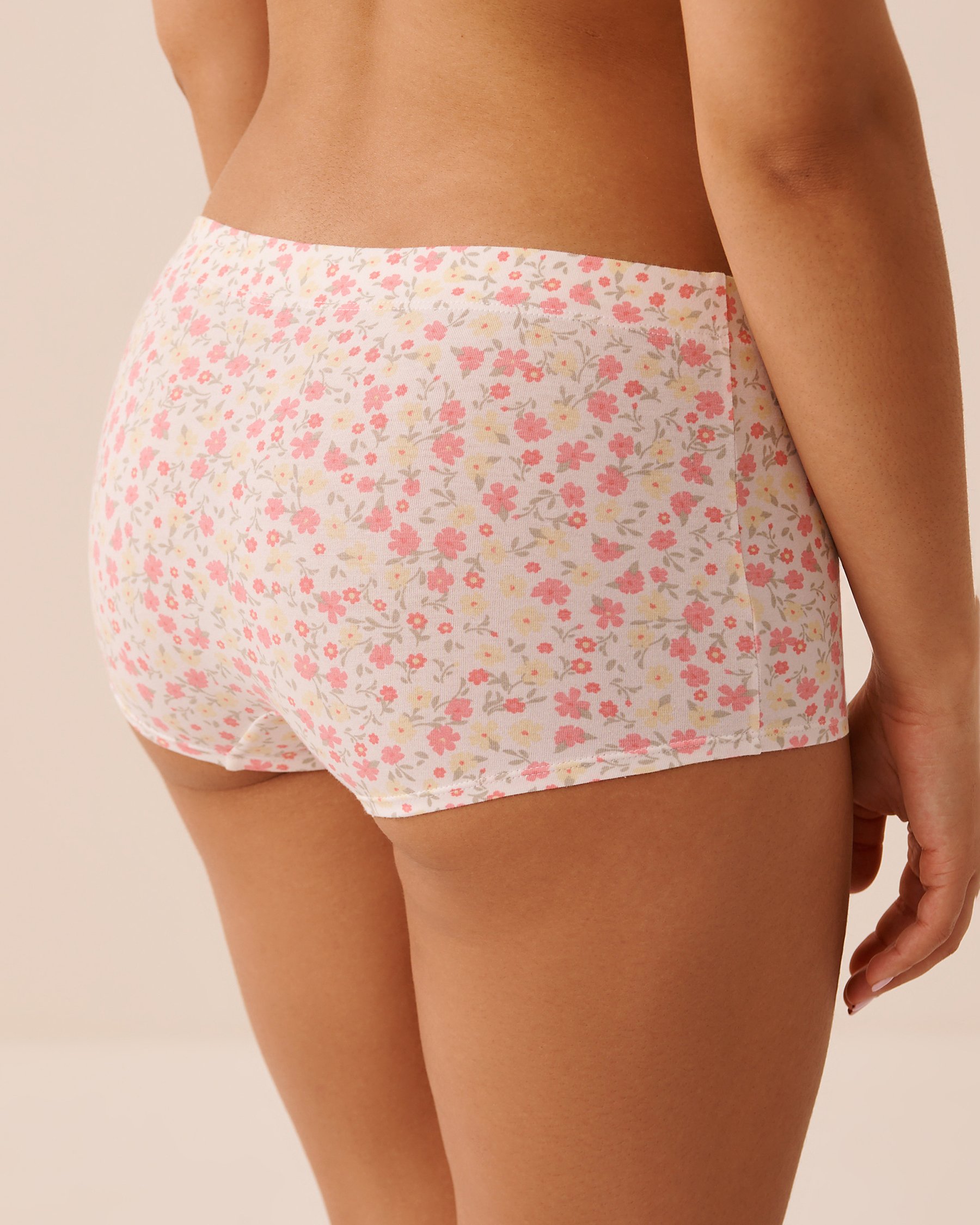 LA VIE EN ROSE Bow & Ruched Cotton Boyshort Panty Ditsy Floral 20100744 - View2