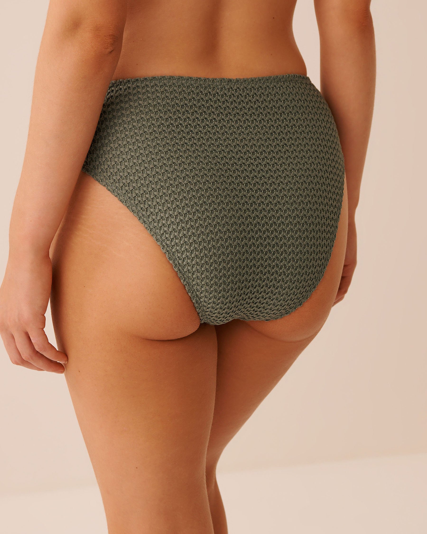 LA VIE EN ROSE AQUA EARTHY GREEN High Waist Crochet Cheeky Bikini Bottom Earthy Green 70300872 - View2