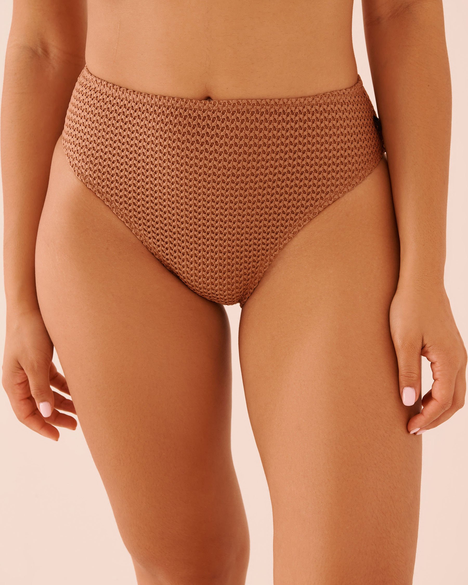 LA VIE EN ROSE AQUA ICED MOCHA High Waist Crochet Cheeky Bikini Bottom Iced Mocha 70300872 - View1