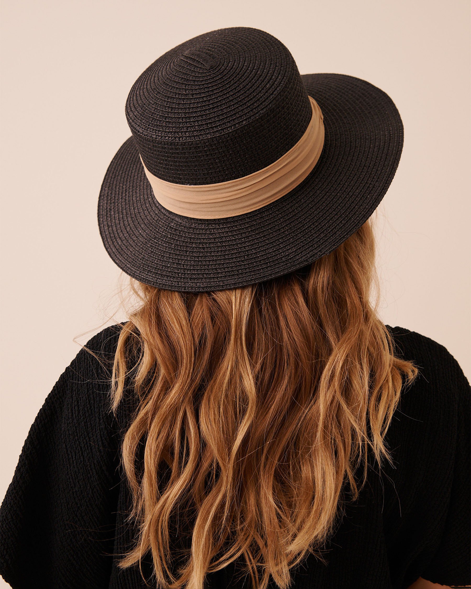 LA VIE EN ROSE AQUA Boater Hat Black 80500126 - View2