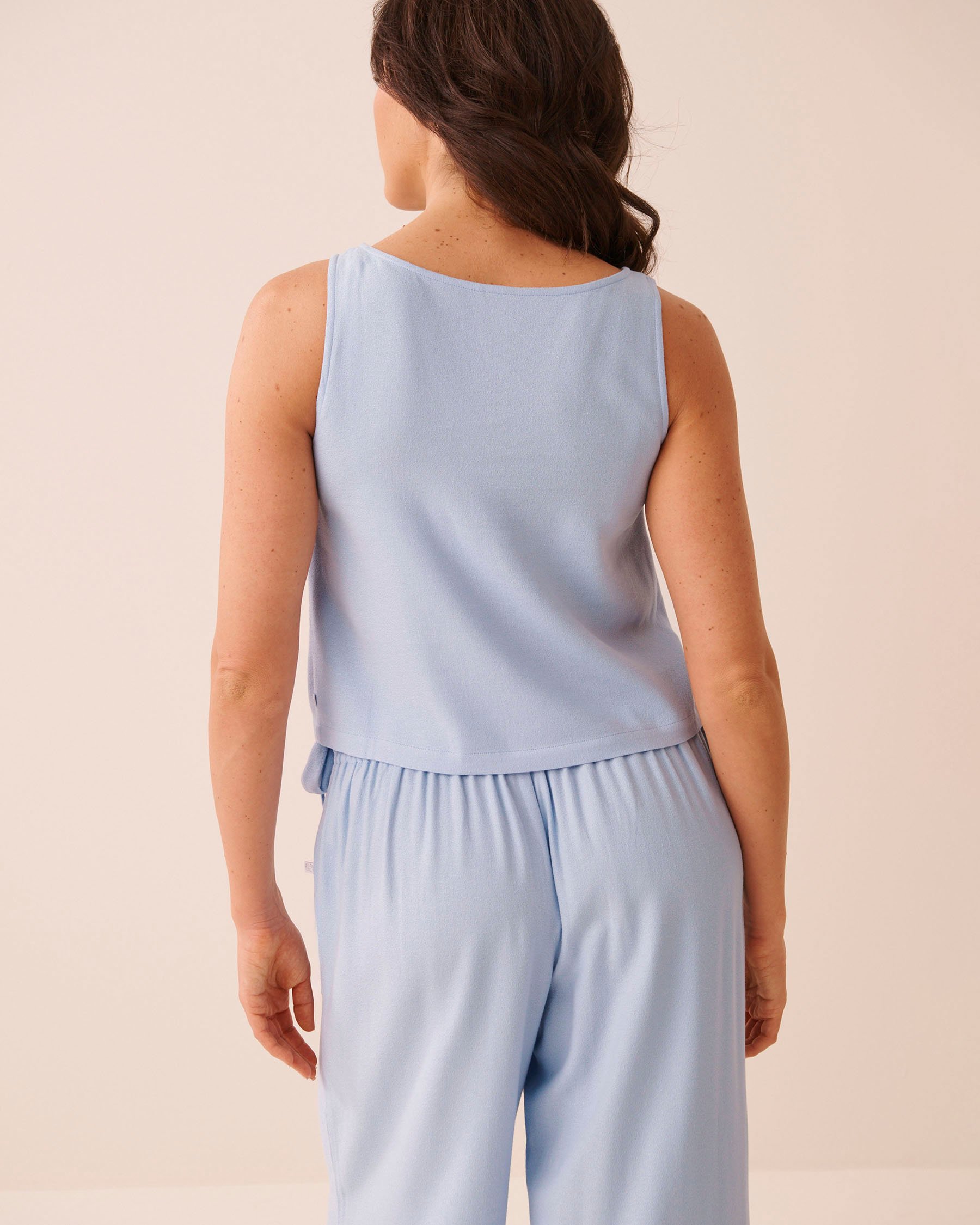 LA VIE EN ROSE AQUA Rayon-Linen Cami Powder Blue 80100049 - View2