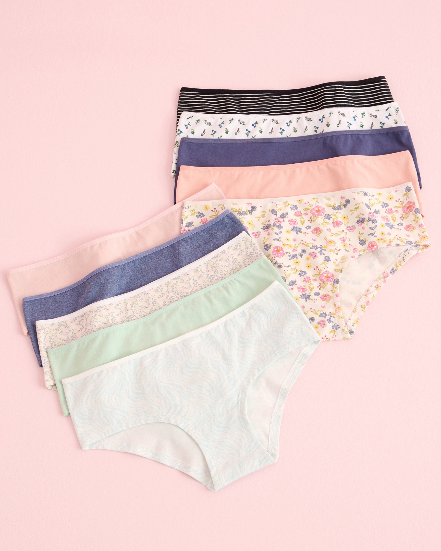 LA VIE EN ROSE 10-Pack Cotton Hiphugger Panty Assorted 20100785-10P - View1