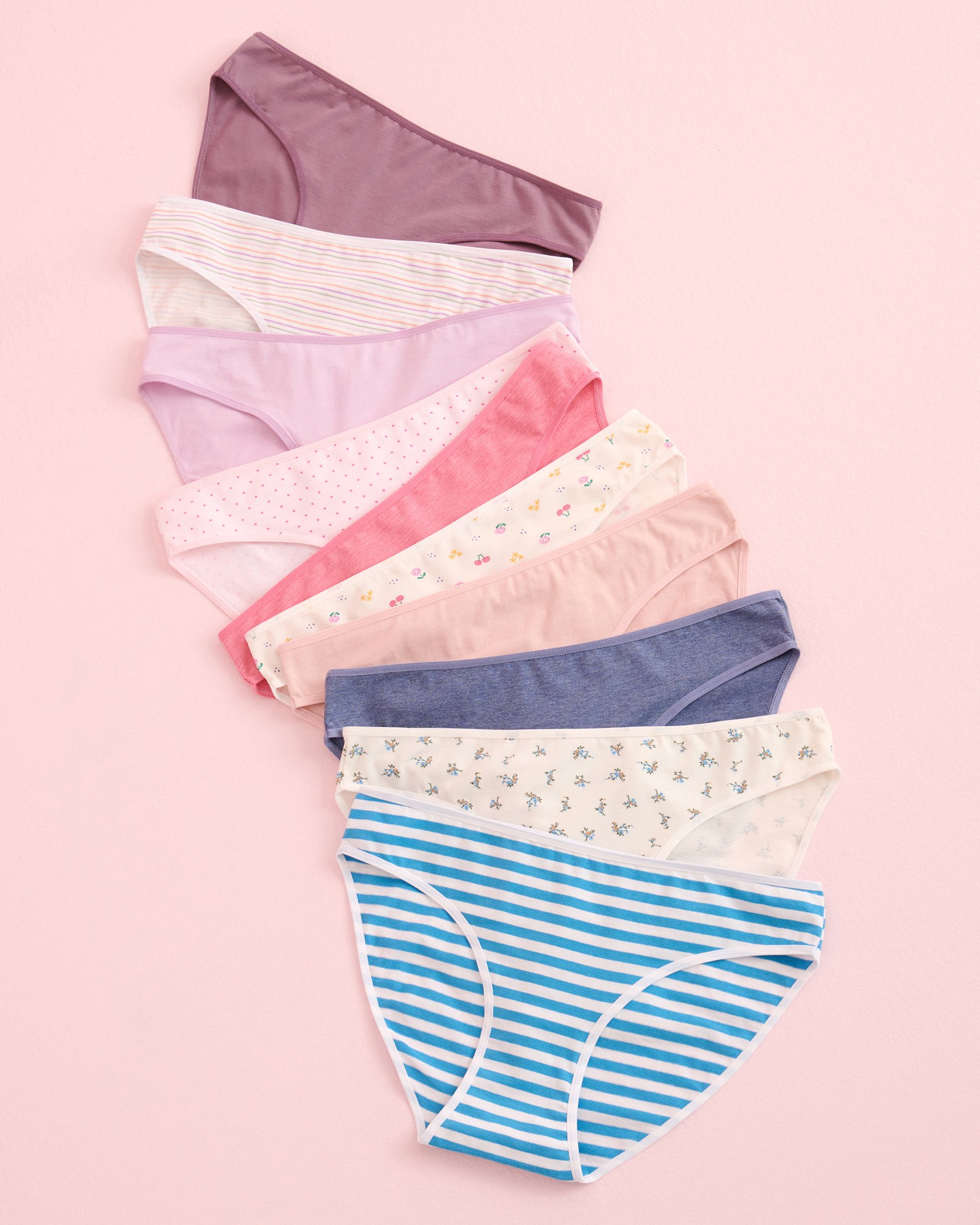 LA VIE EN ROSE 10-Pack Cotton Bikini Panty Assorted 20100784-10P - View1