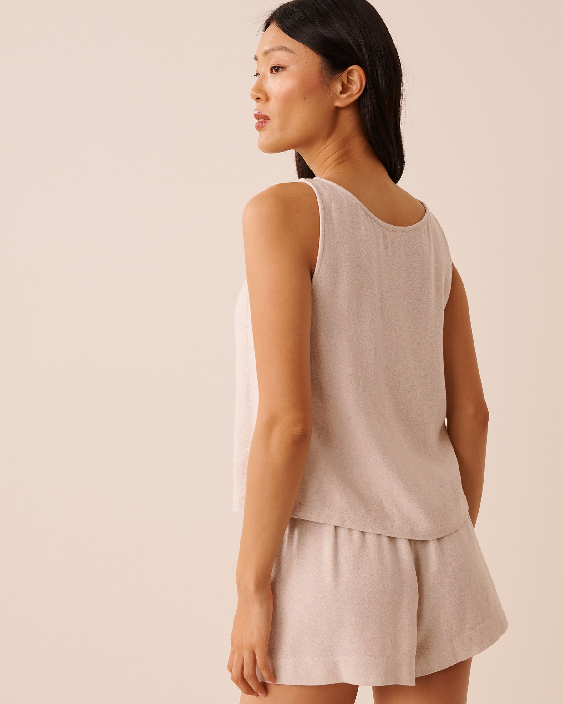 LA VIE EN ROSE AQUA Rayon-Linen Cami Sand 80100045 - View3