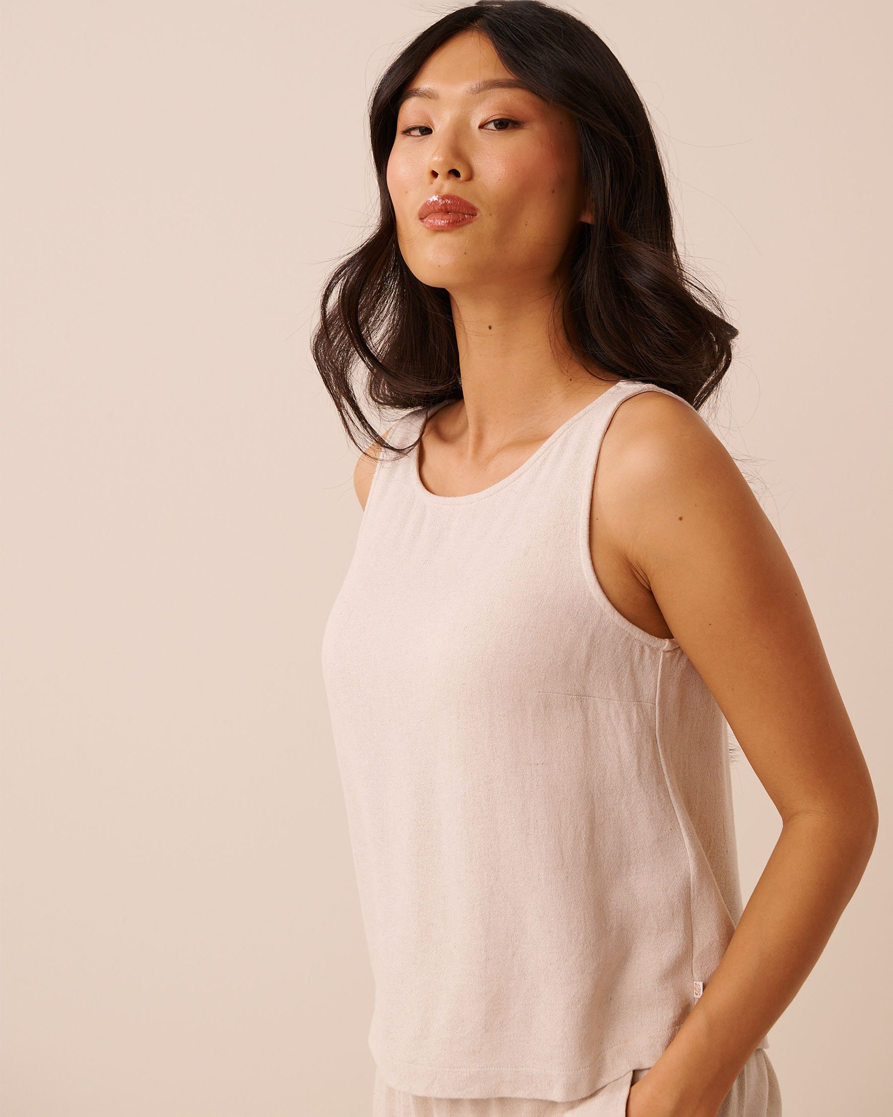 LA VIE EN ROSE AQUA Rayon-Linen Cami Sand 80100045 - View4