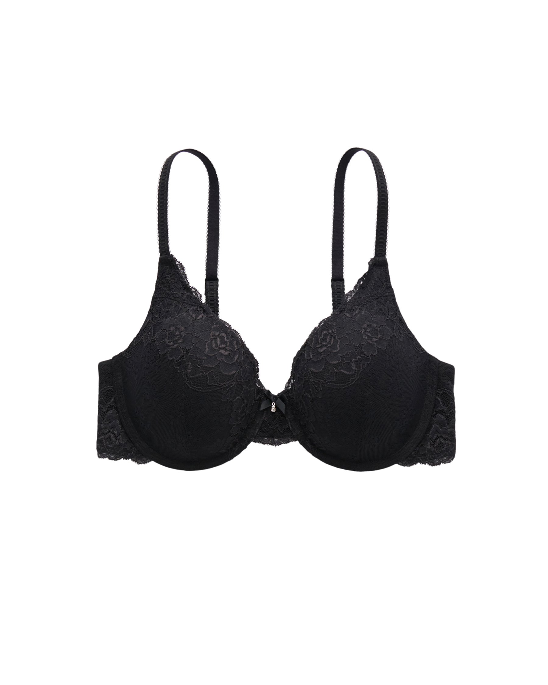 LA VIE EN ROSE Lightly Lined Memory Foam Bra Black Lace 618-113-1-00 - View7