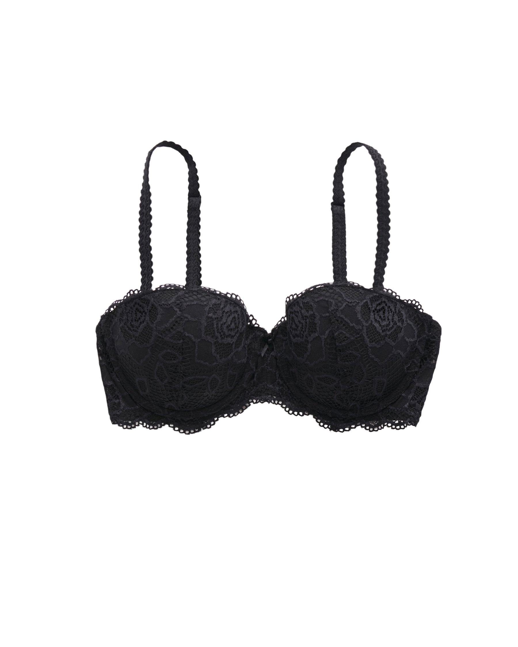LA VIE EN ROSE Push-up Convertible Strapless Demi Bra Black Lace 596-115-0-00 - View5